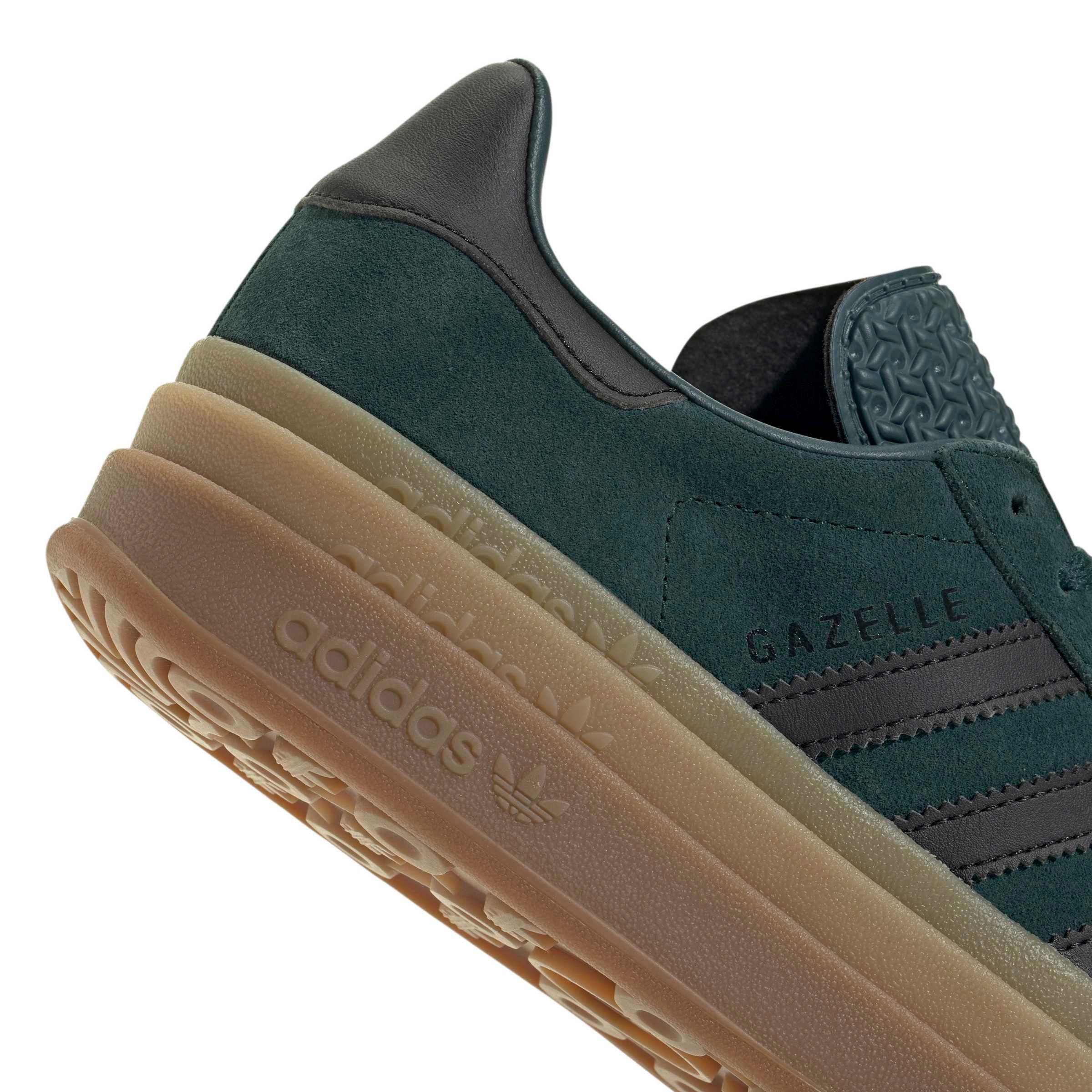 adidas Originals Gazelle Bold "Aurora Ivy/Core Black/Gum" Women's Shoe - GREEN/BLACK Thumbnail View 3