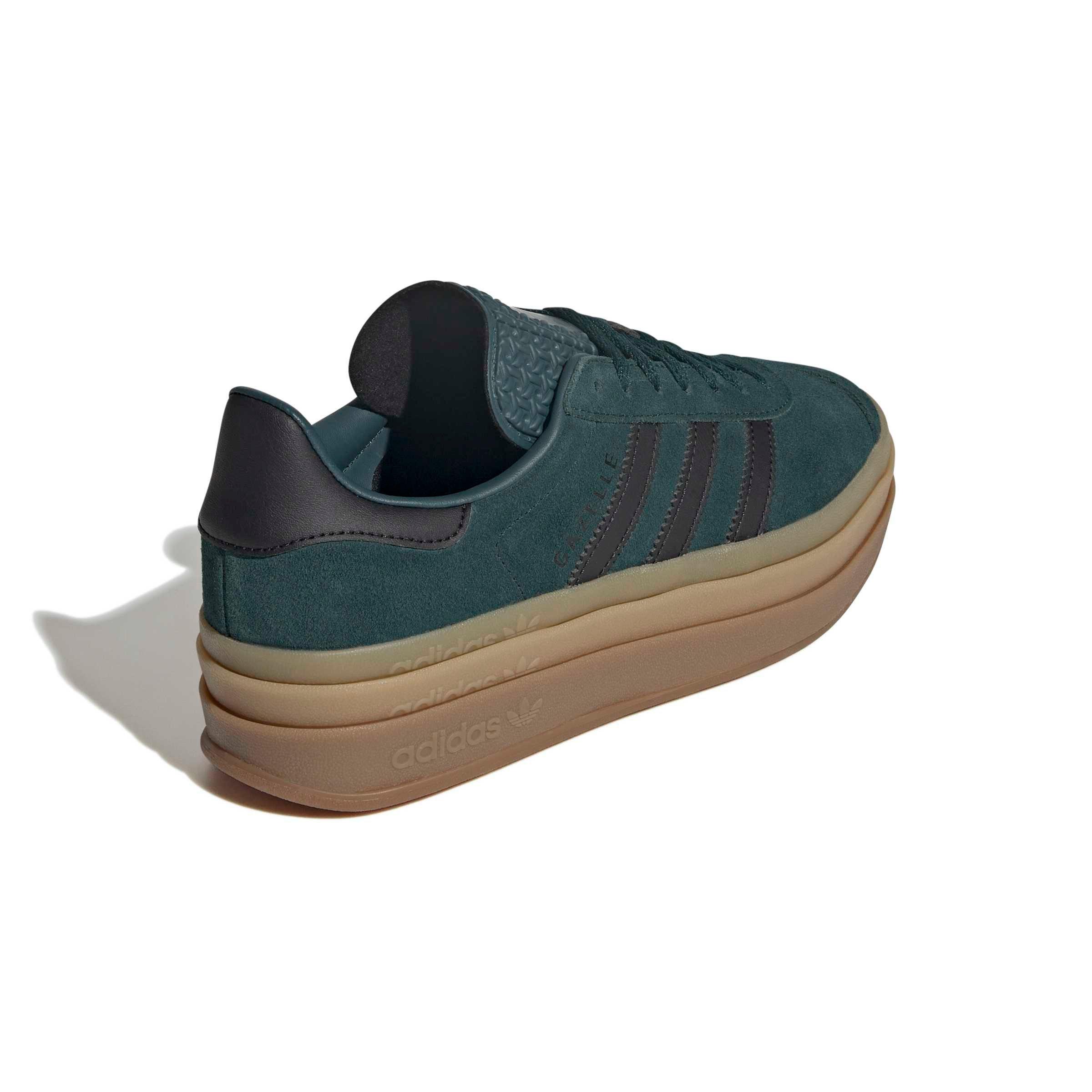 adidas Originals Gazelle Bold "Aurora Ivy/Core Black/Gum" Women's Shoe - GREEN/BLACK Thumbnail View 5