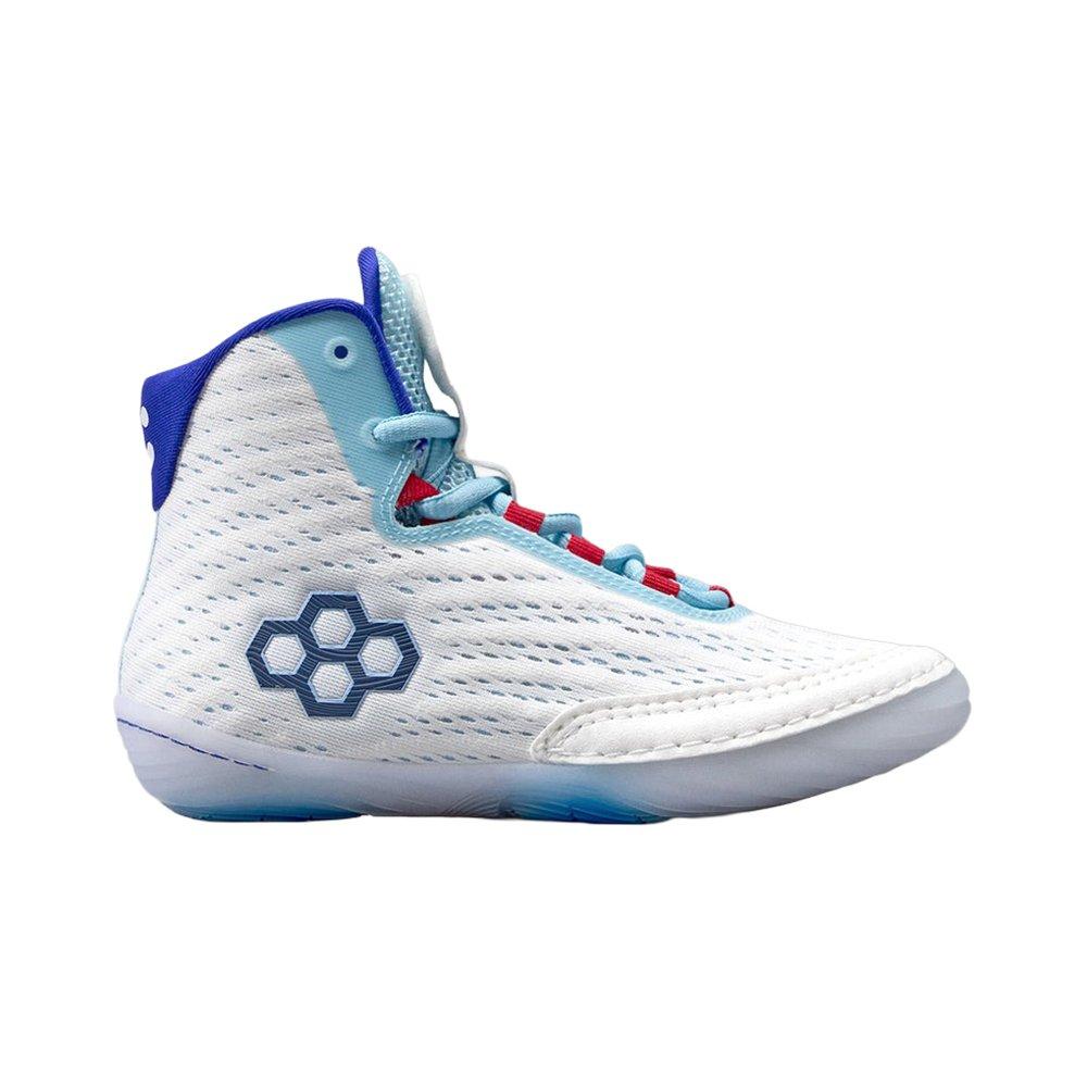 Rudis Hildebrandt "USA" Unisex Wrestling Shoe - WHITE/BLUE Thumbnail View 1