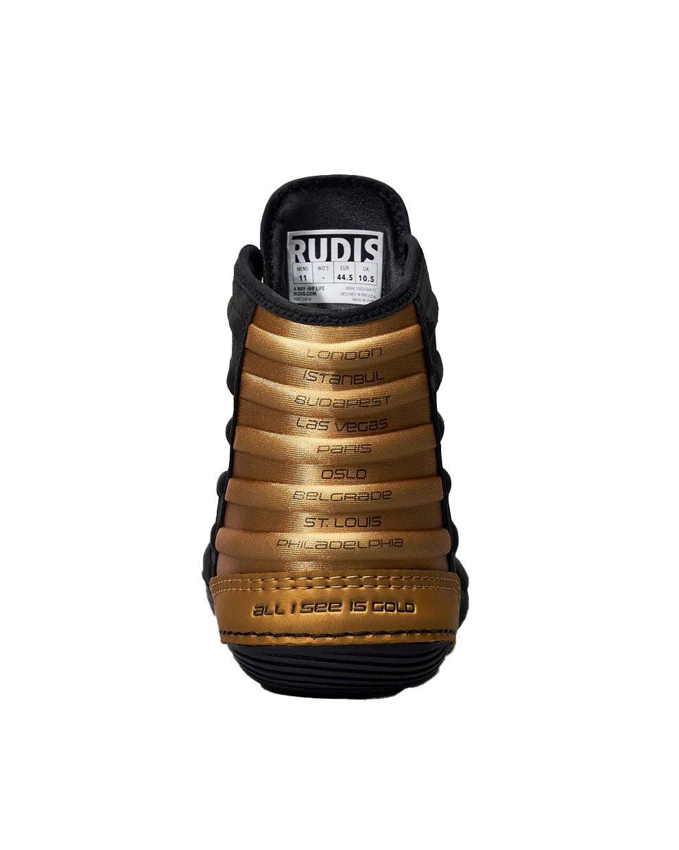 Rudis JB Ultra Stealth "Black/Gold" Men's Wrestling Shoe - BLACK/GOLD Thumbnail View 3