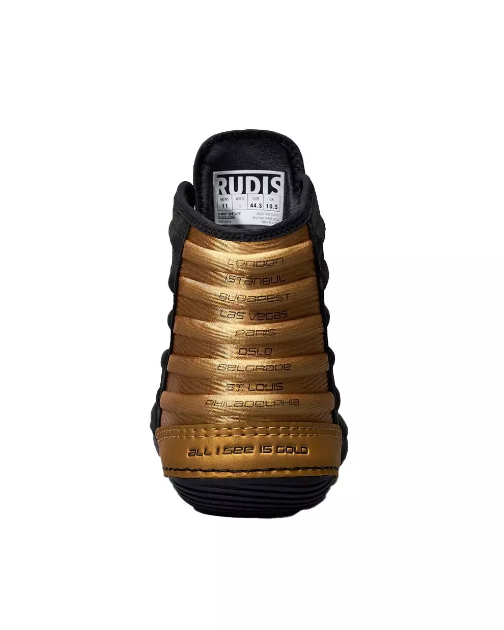 Rudis JB Ultra Stealth "Black/Gold" Men's Wrestling Shoe - BLACK/GOLD