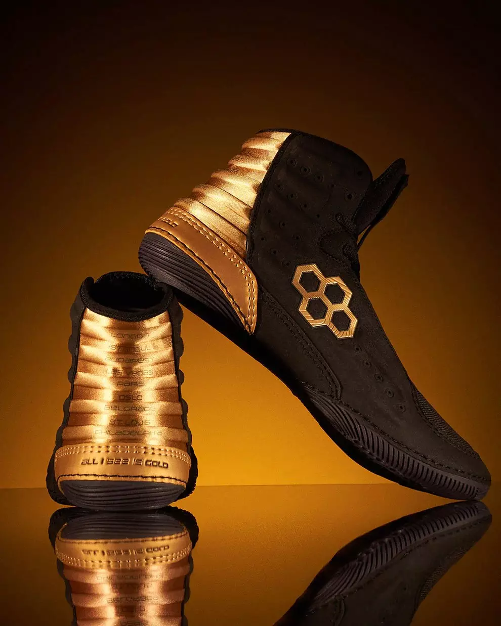 Rudis JB Ultra Stealth "Black/Gold" Men's Wrestling Shoe - BLACK/GOLD