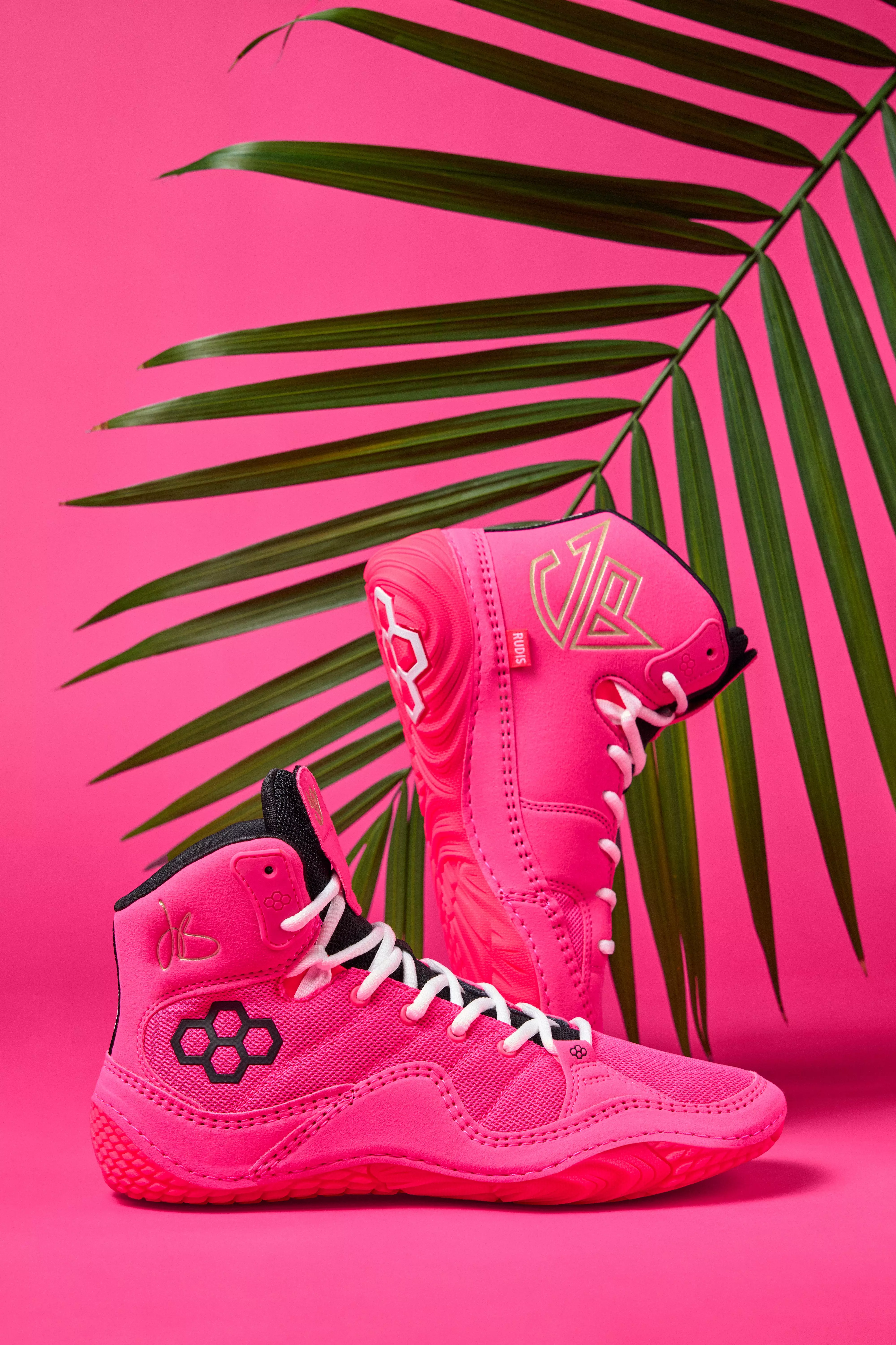 Rudis JB1 "Flamingo Pink" Grade School Kids' Wrestling Shoe - PINK/RED