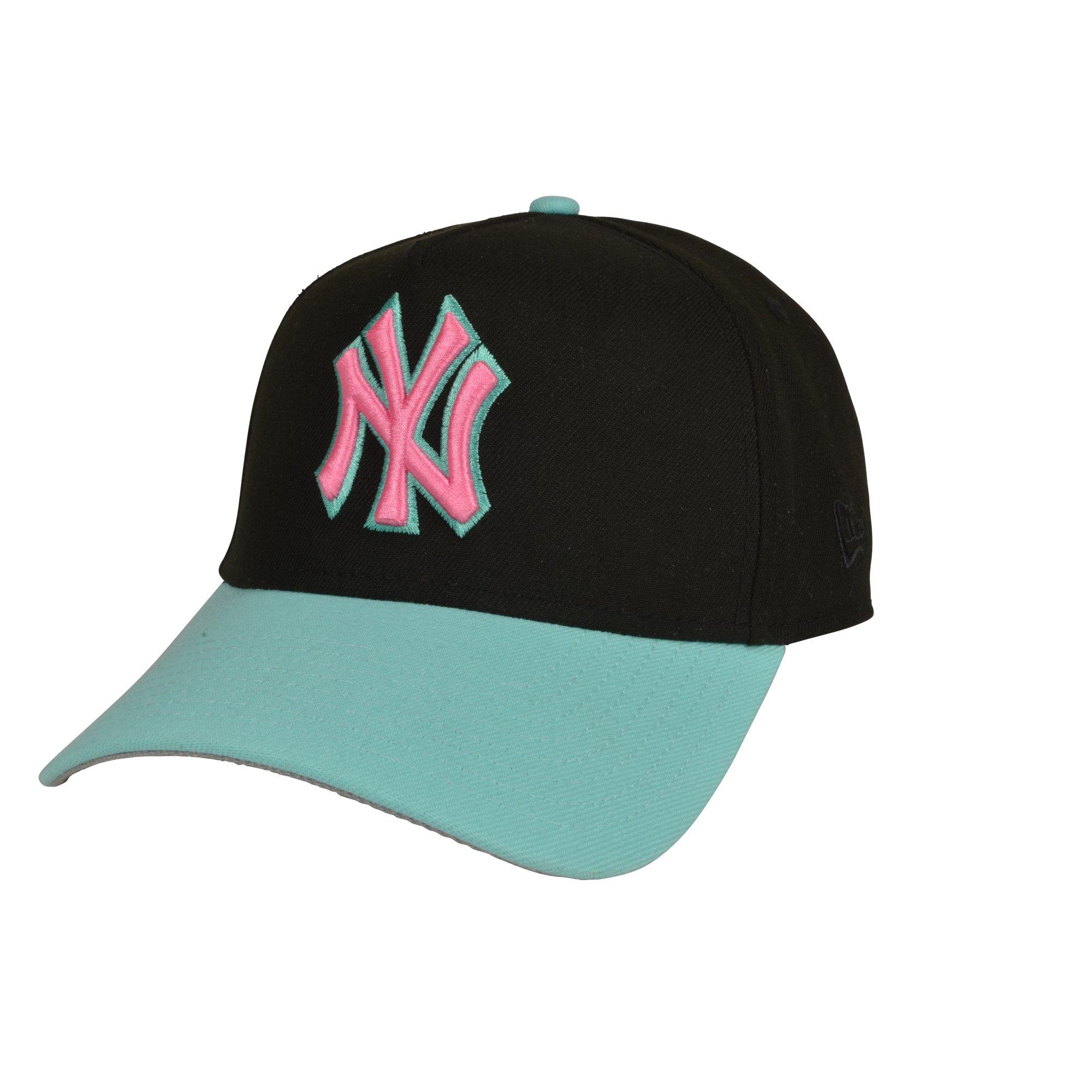 New Era New York Yankees 9FORTY A-Frame Snapback Hat - Teal/Pink - TEAL Thumbnail View 1