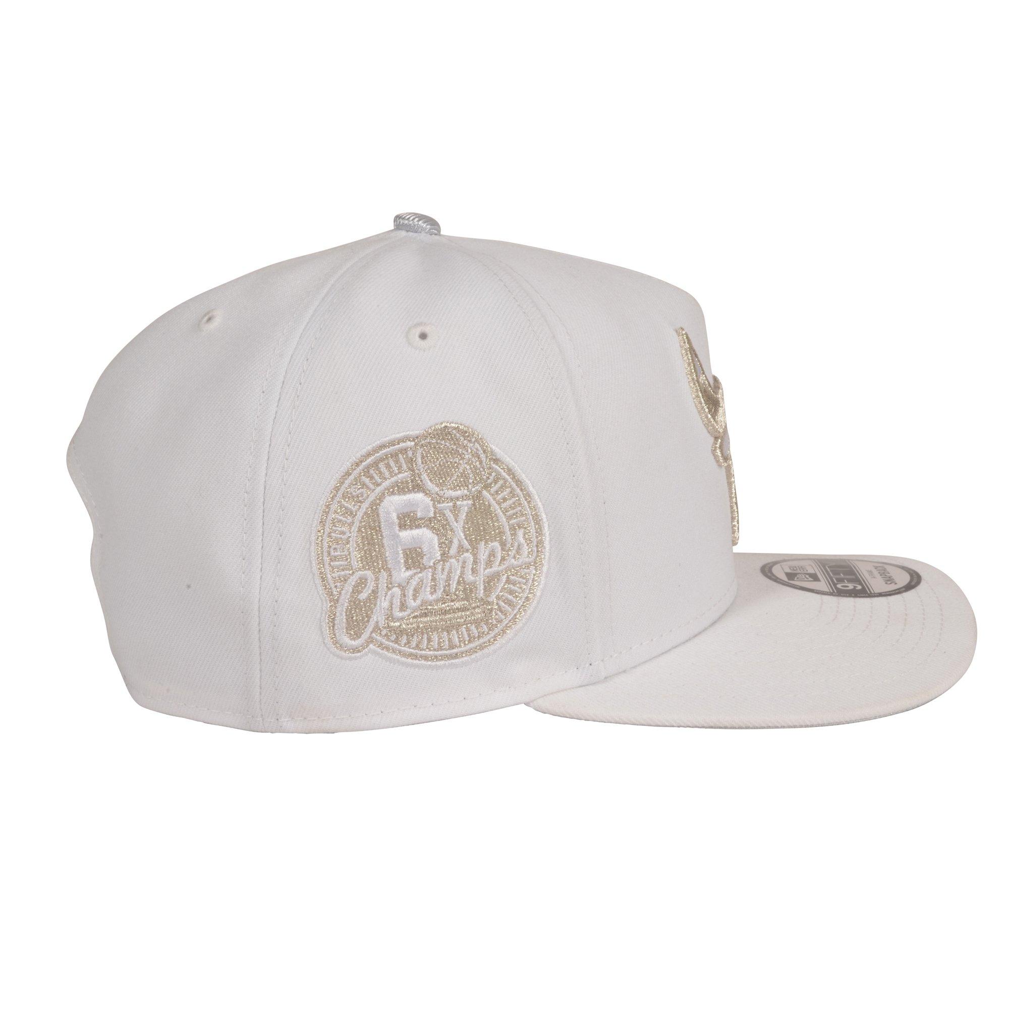 New Era Chicago Bulls 9FIFTY A-Frame 6X Champs Snapback Hat - White/Silver - WHITE/SILVER Thumbnail View 3