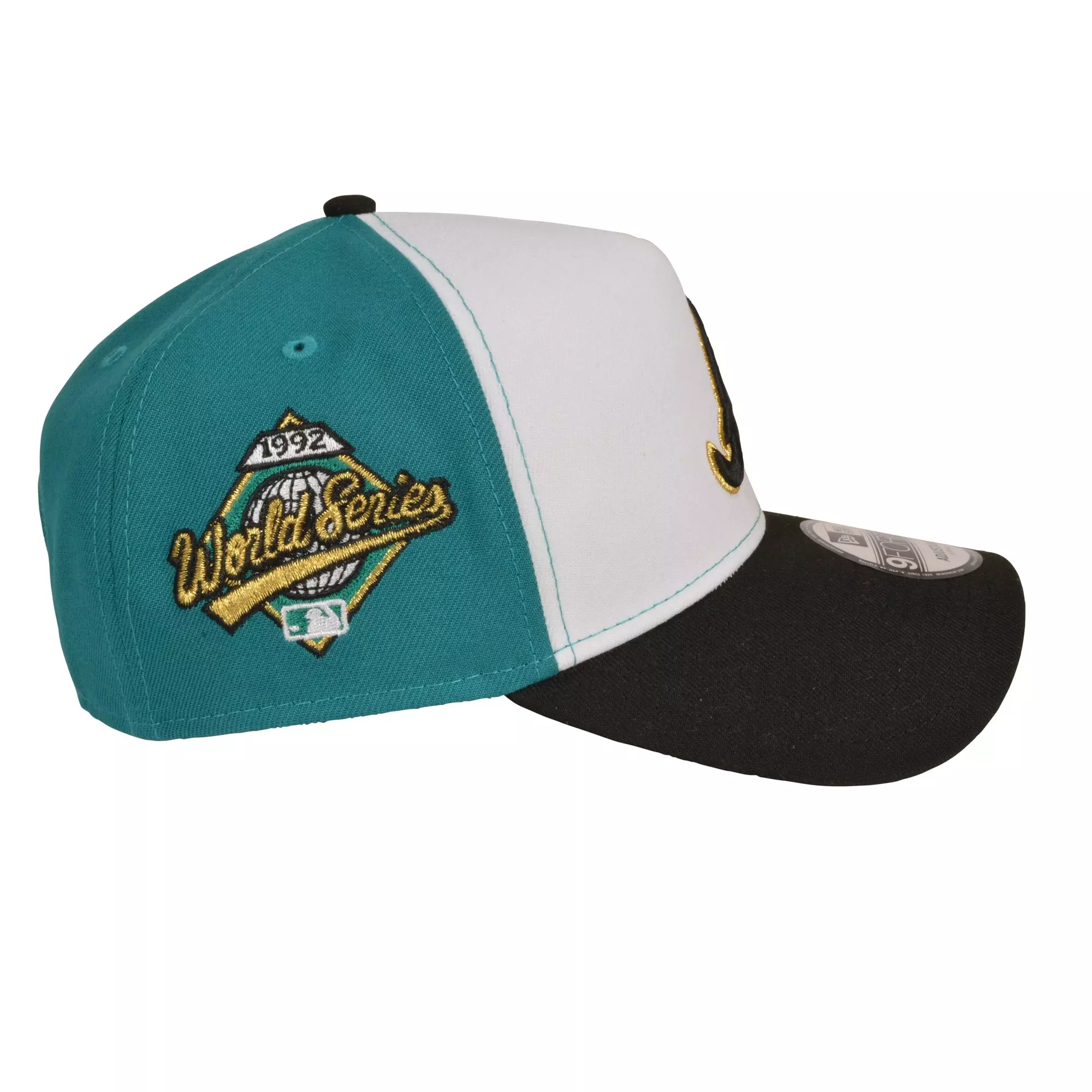 New Era Atlanta Braves 9FORTY A-Frame Snapback Hat-White/Black/Green - WHITE/BLACK/GREEN