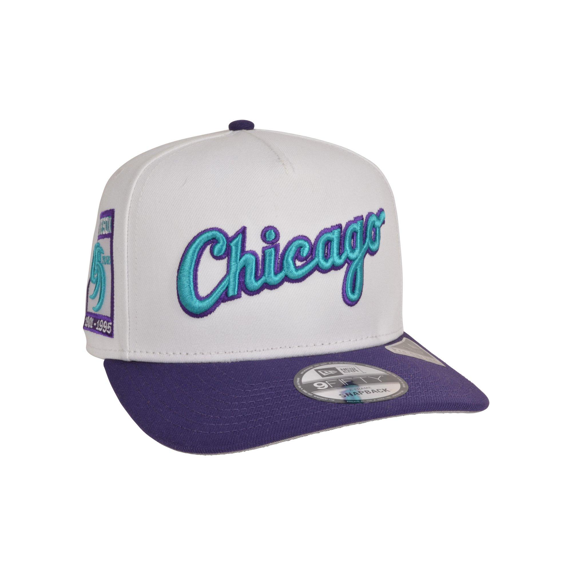 New Era Chicago Bulls 9FIFTY A-Frame Grave V Snapback Hat-White/Purple/Teal