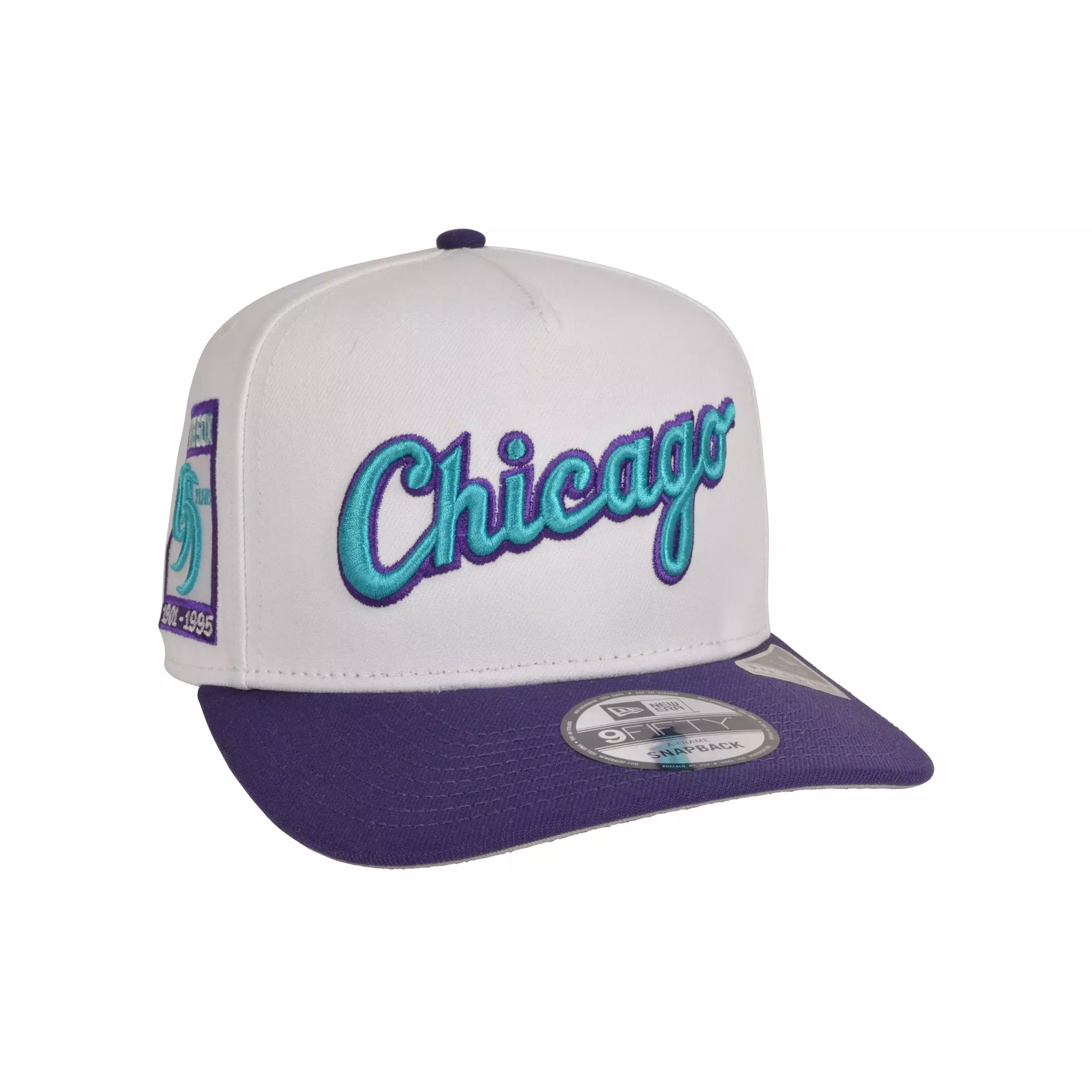 New Era Chicago Bulls 9FIFTY A-Frame Grave V Snapback Hat-White/Purple/Teal