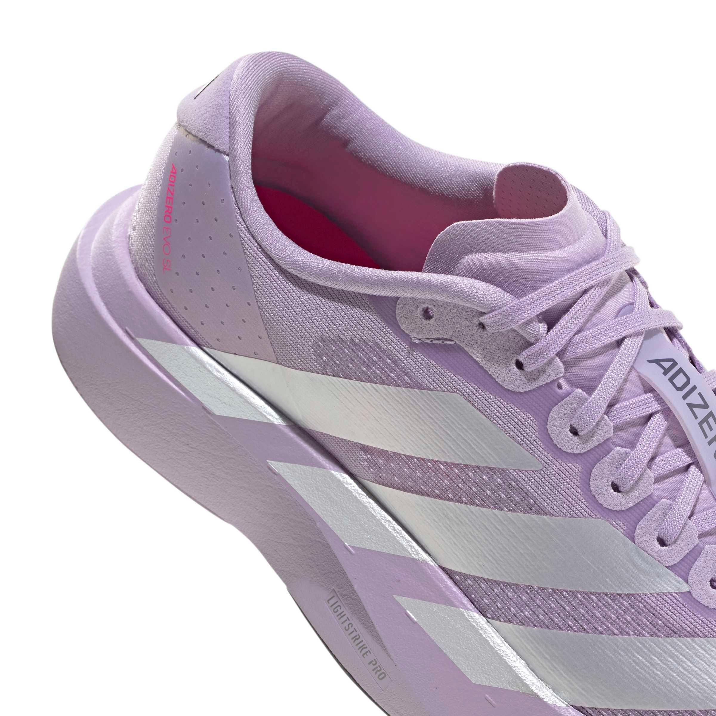 adidas Adizero EVO SL "Powder Plum/Shock Pink/Metallic" Women's Running Shoe - PURPLE Thumbnail View 4