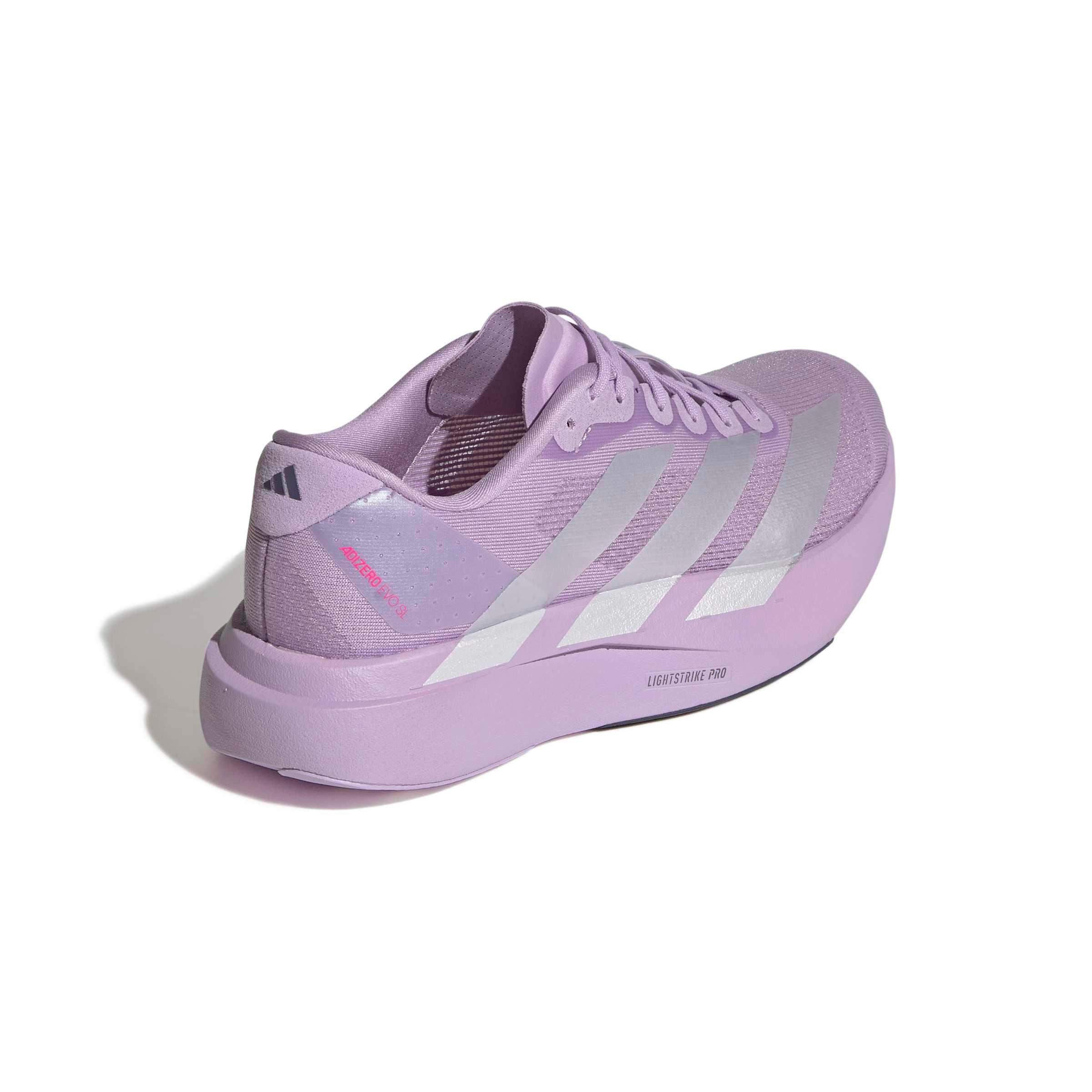 adidas Adizero EVO SL "Powder Plum/Shock Pink/Metallic" Women's Running Shoe - PURPLE Thumbnail View 5