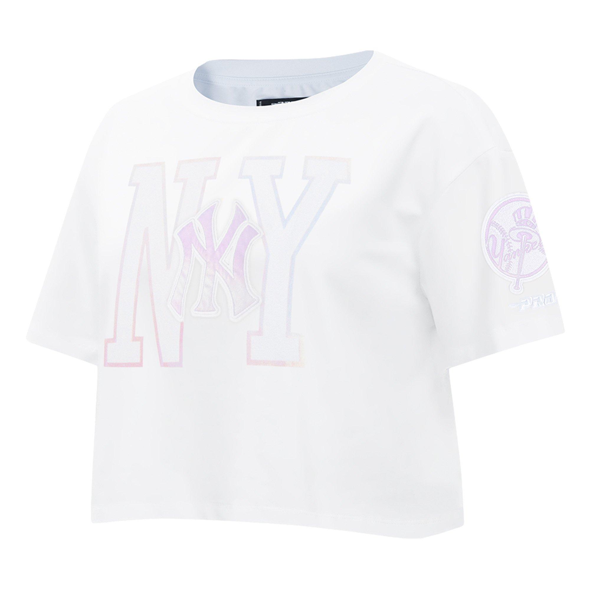 Pro Standard Women's New York Yankees Hologram Boxy Tee-White - WHITE Thumbnail View 1