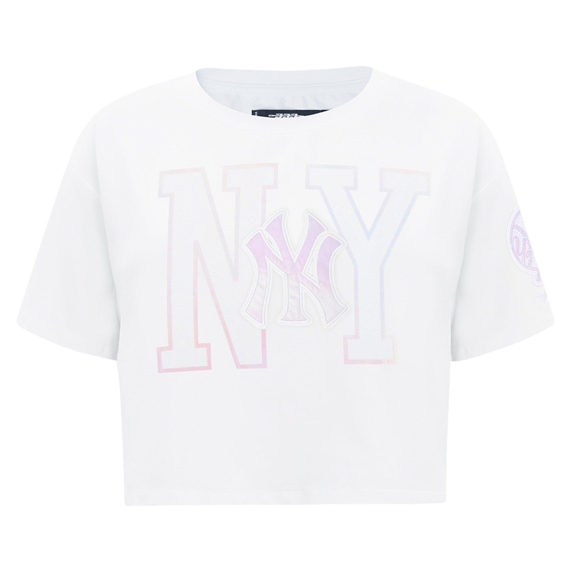 Pro Standard Women's New York Yankees Hologram Boxy Tee-White - WHITE Thumbnail View 3