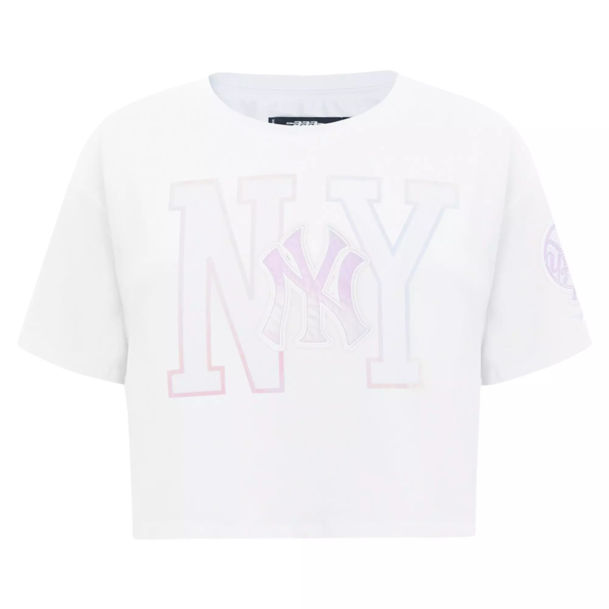 Pro Standard Women's New York Yankees Hologram Boxy Tee-White - WHITE