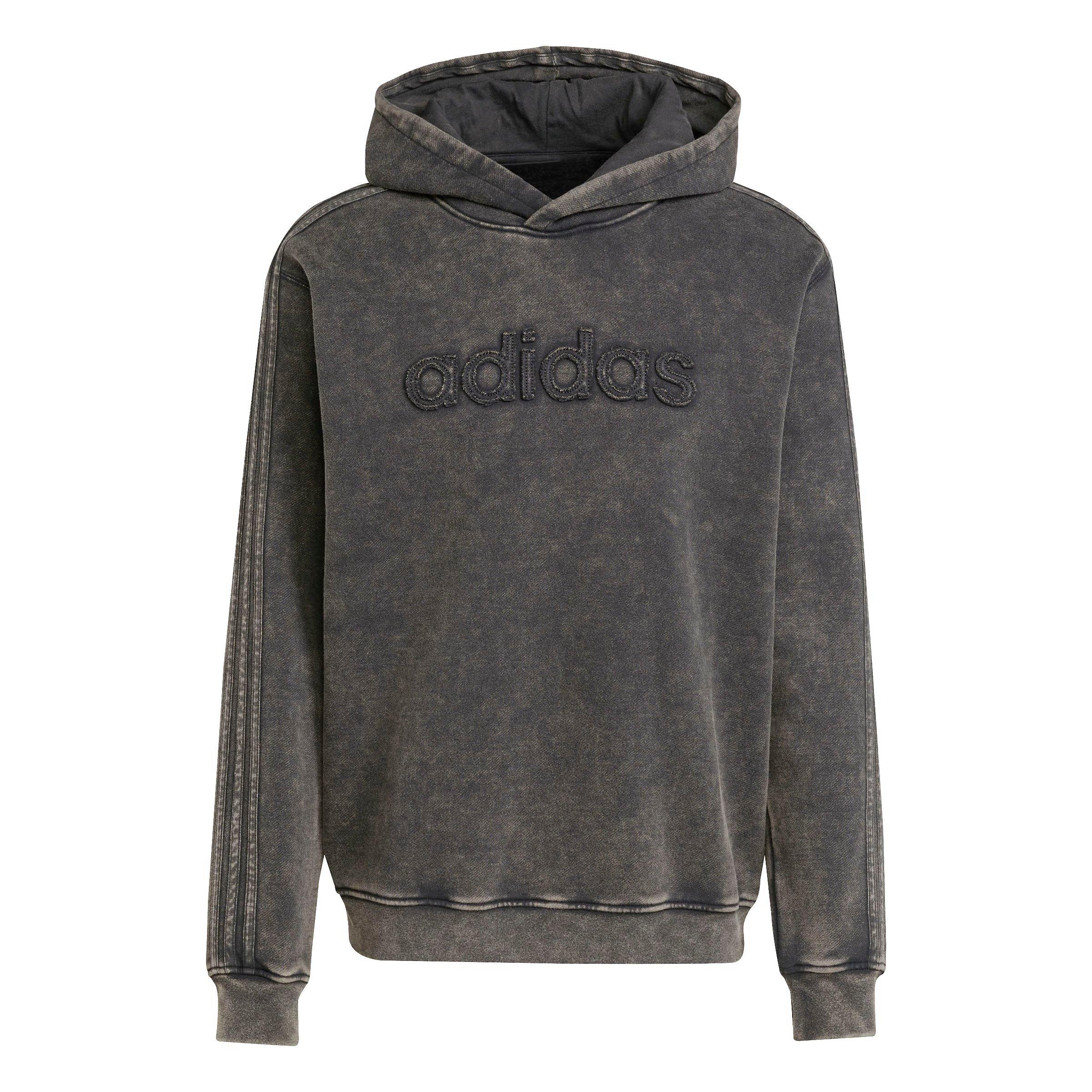adidas Men's Washed Pullover Hoodie - BLACK Thumbnail View 6