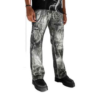 Preme Men's Canvas Print Chain Ghost Pants - Black