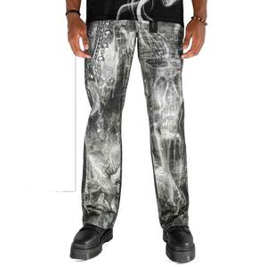 Preme Men's Canvas Print Chain Ghost Pants - Black