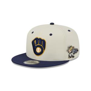 New Era Milwaukee Brewers 9FIFTY Mascot Pin Snapback Hat-Off-White