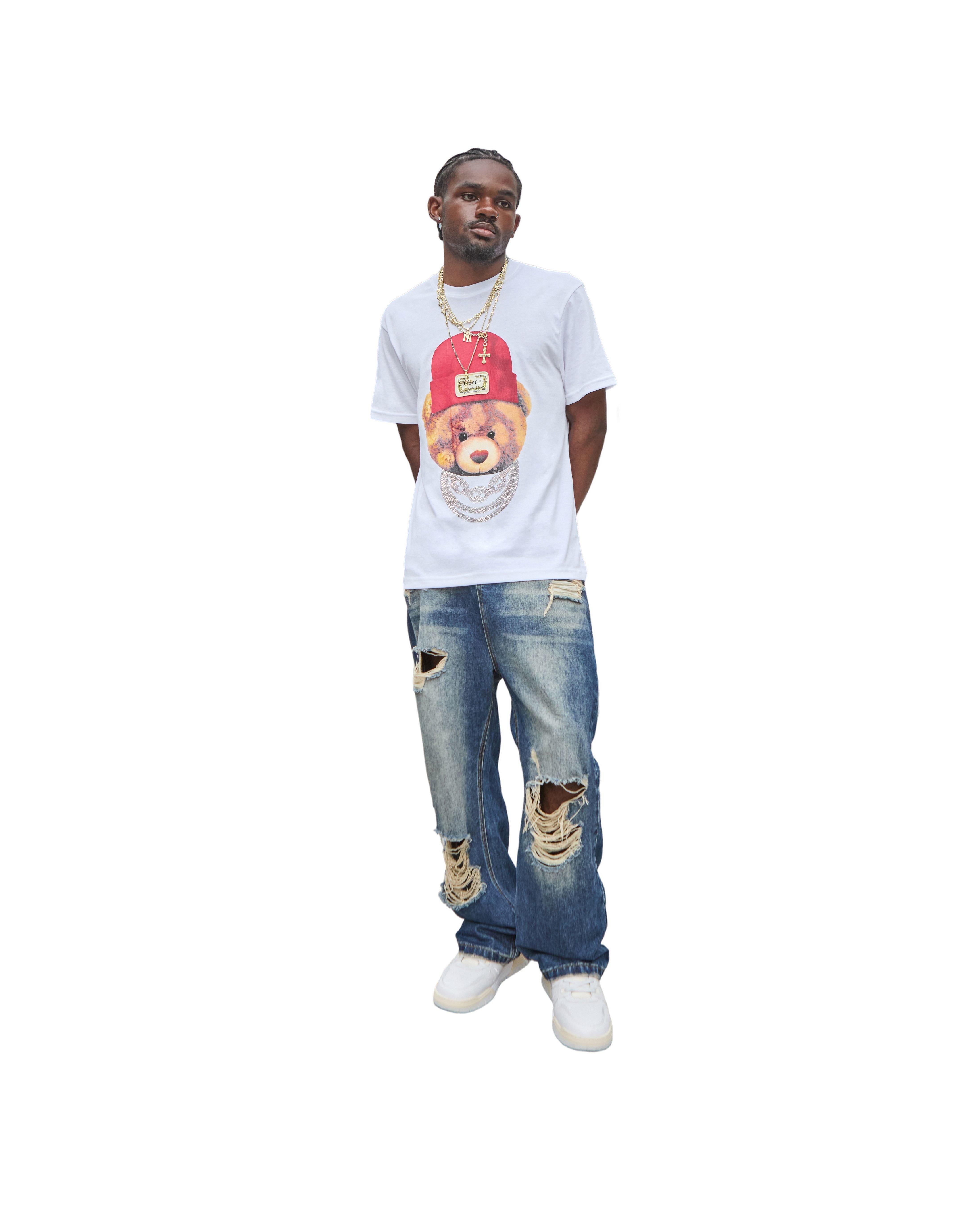 Reason Men's Henny Teddy Tee - White - WHITE Thumbnail View 1