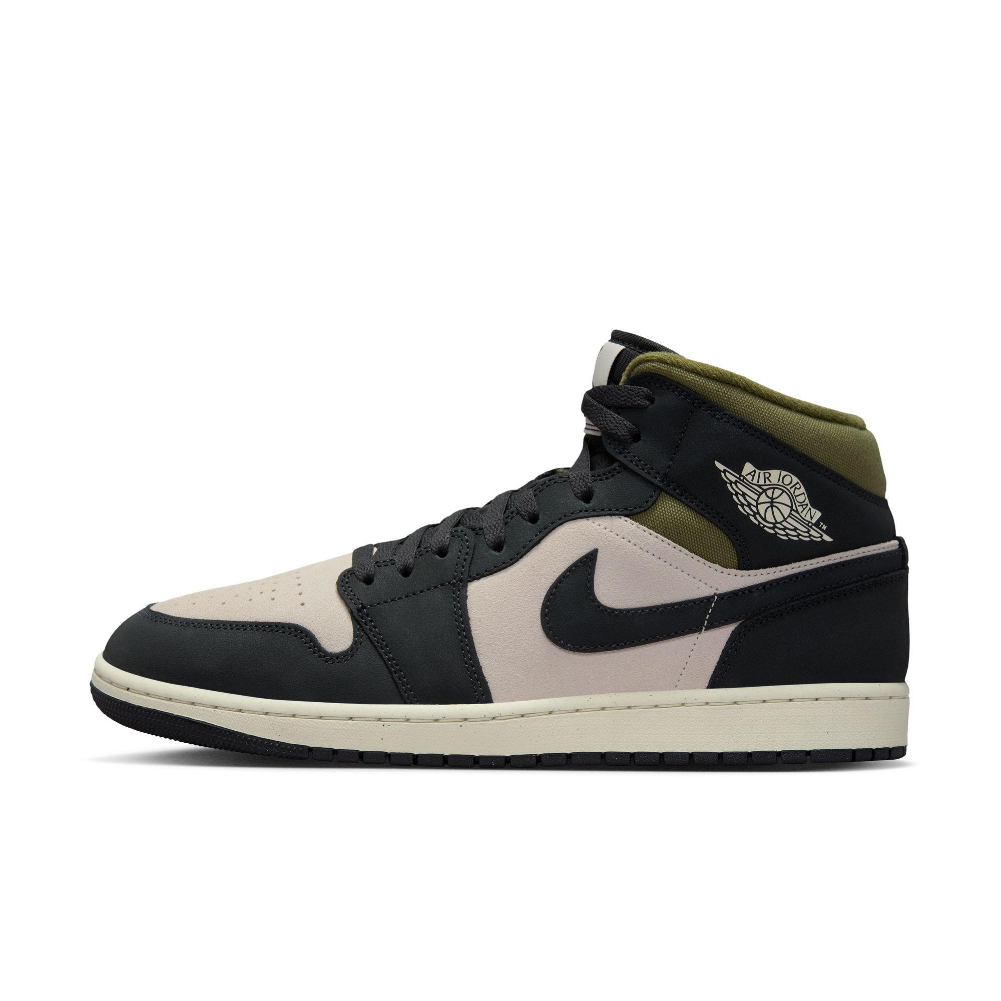 Jordan 1 Mid SE "Lt Orewood Brn/Off Noir/Medium Olive" Men's Shoe - OLIVE Thumbnail View 3