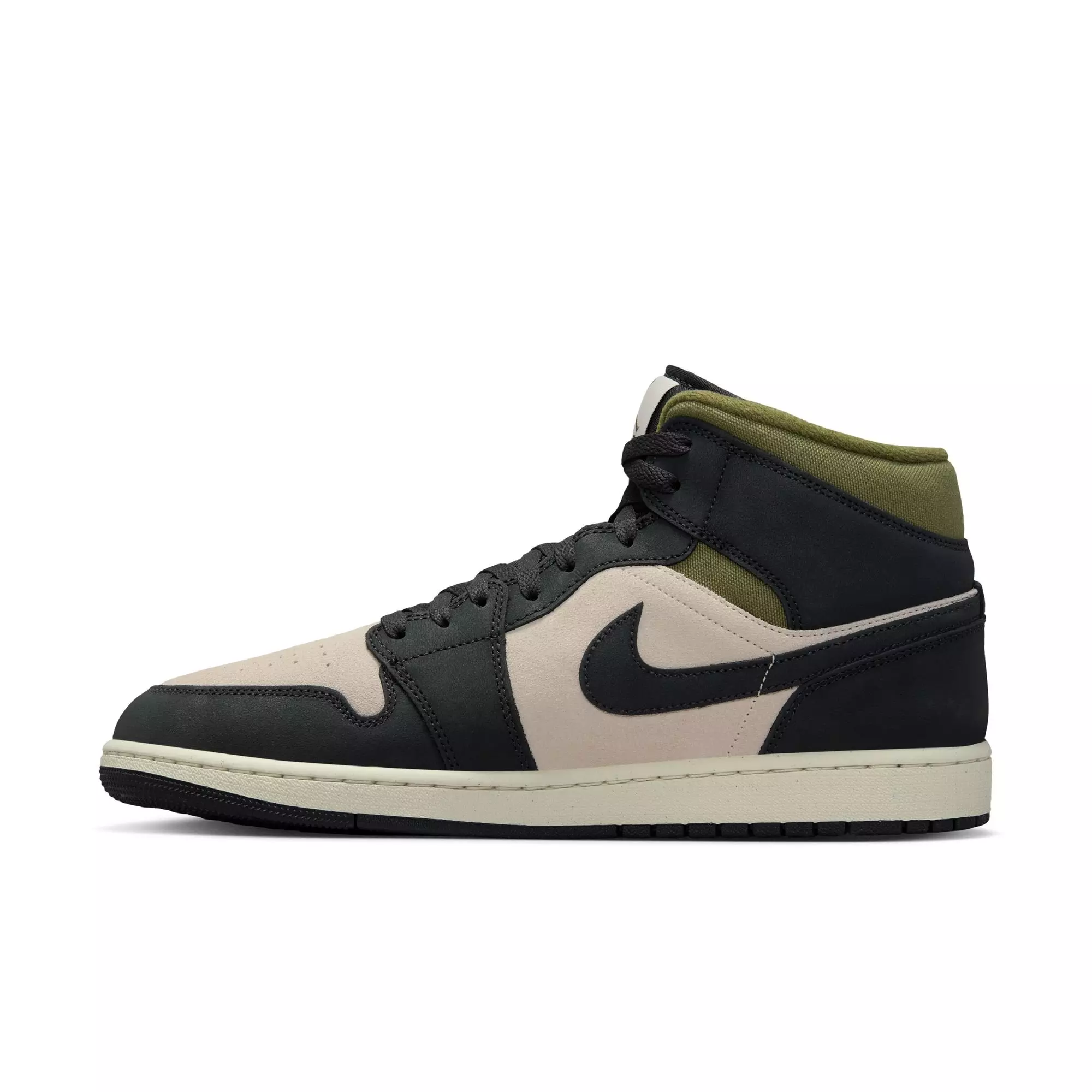 Jordan 1 Mid SE "Lt Orewood Brn/Off Noir/Medium Olive" Men's Shoe - OLIVE