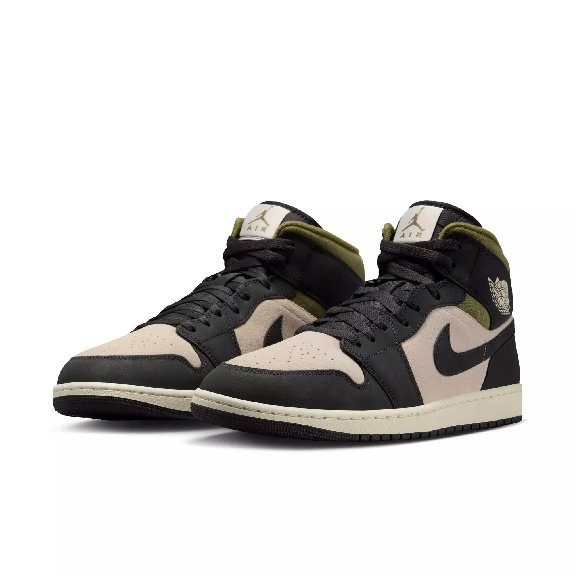 Jordan 1 Mid SE "Lt Orewood Brn/Off Noir/Medium Olive" Men's Shoe - OLIVE