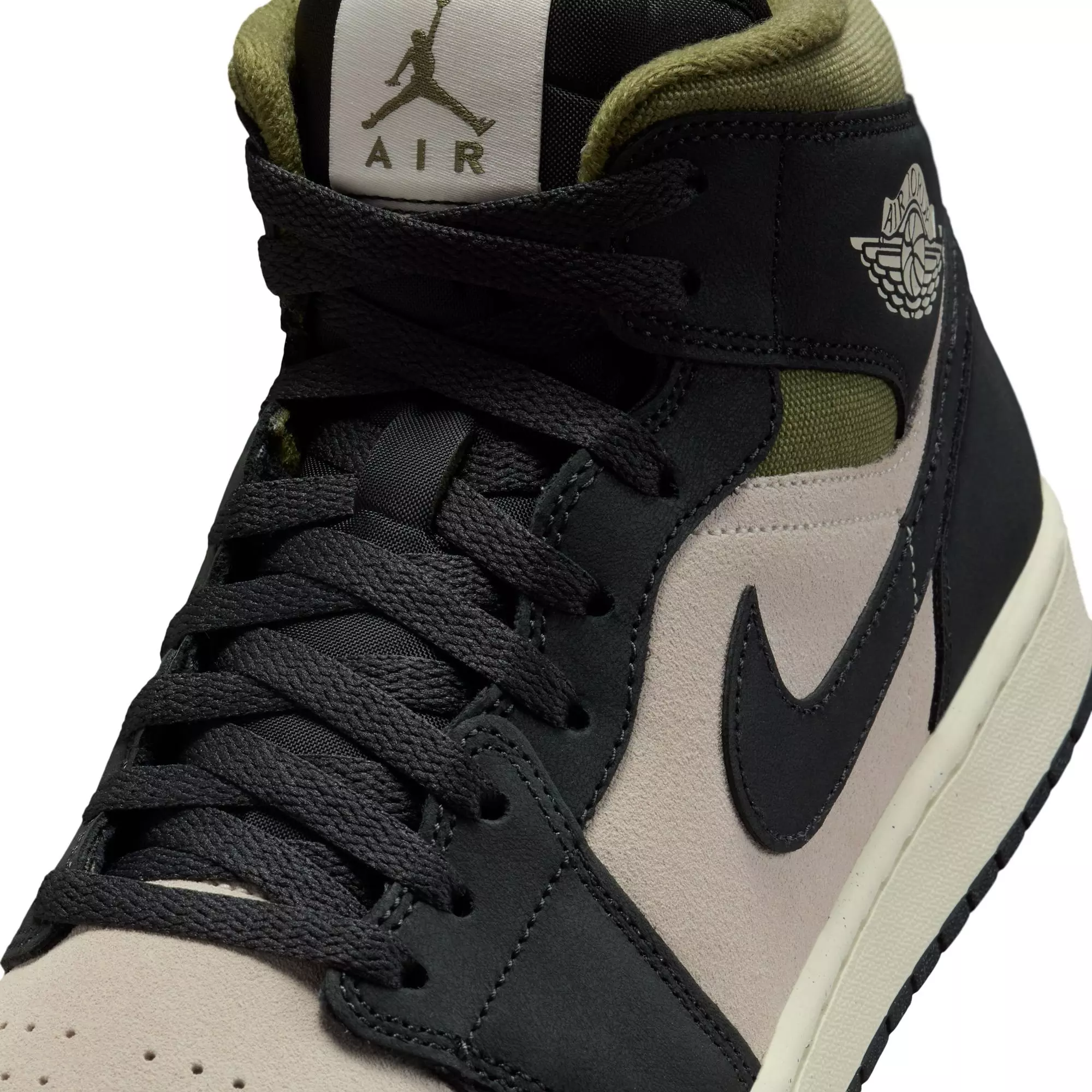 Jordan 1 Mid SE "Lt Orewood Brn/Off Noir/Medium Olive" Men's Shoe - OLIVE