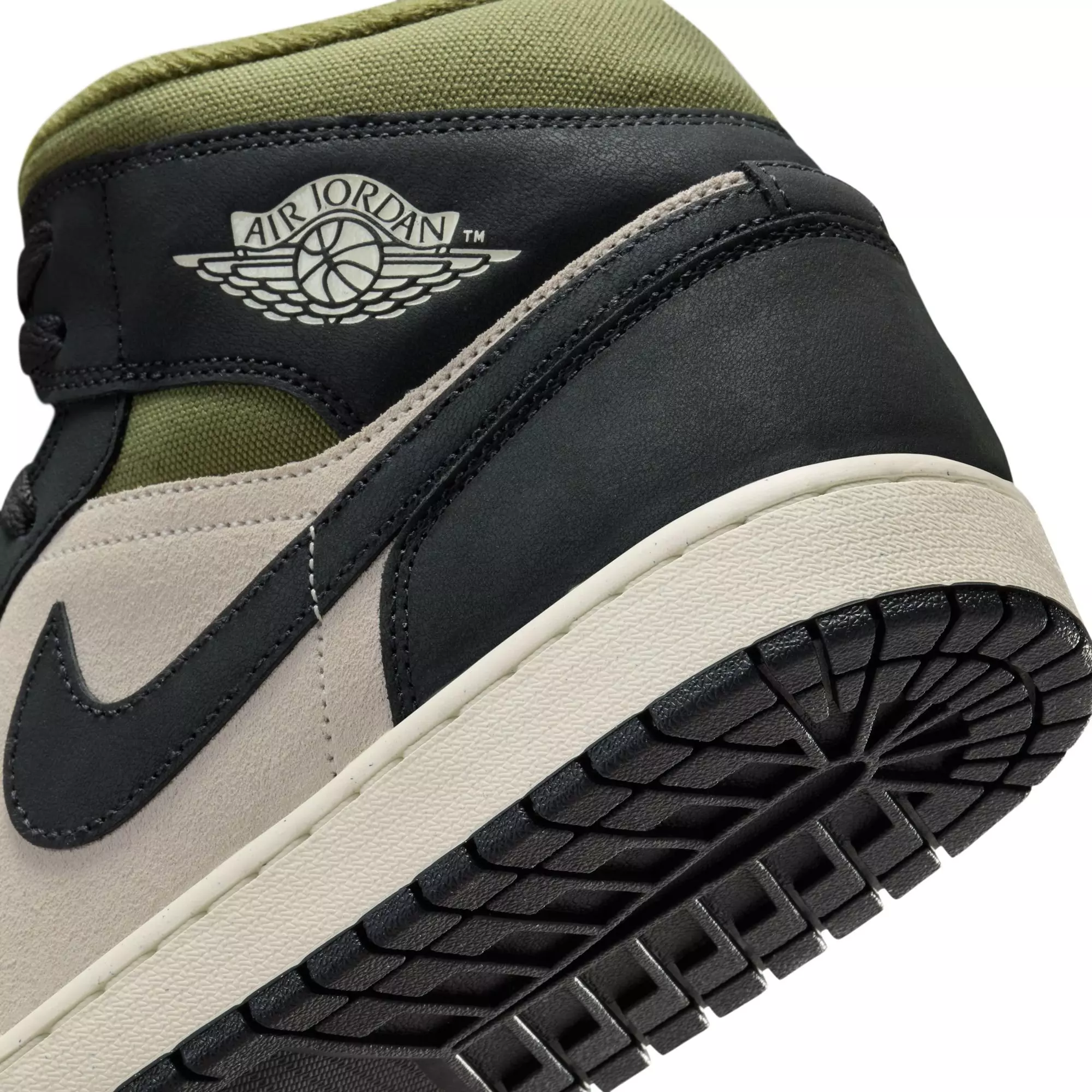 Jordan 1 Mid SE "Lt Orewood Brn/Off Noir/Medium Olive" Men's Shoe - OLIVE