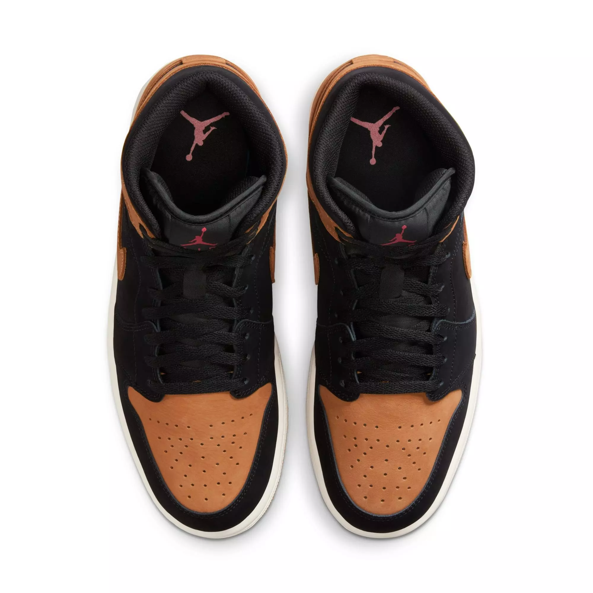 Jordan 1 Mid SE "Black/Flax/Varsity Red/Sail" Men's Shoe - BLACK/TAN