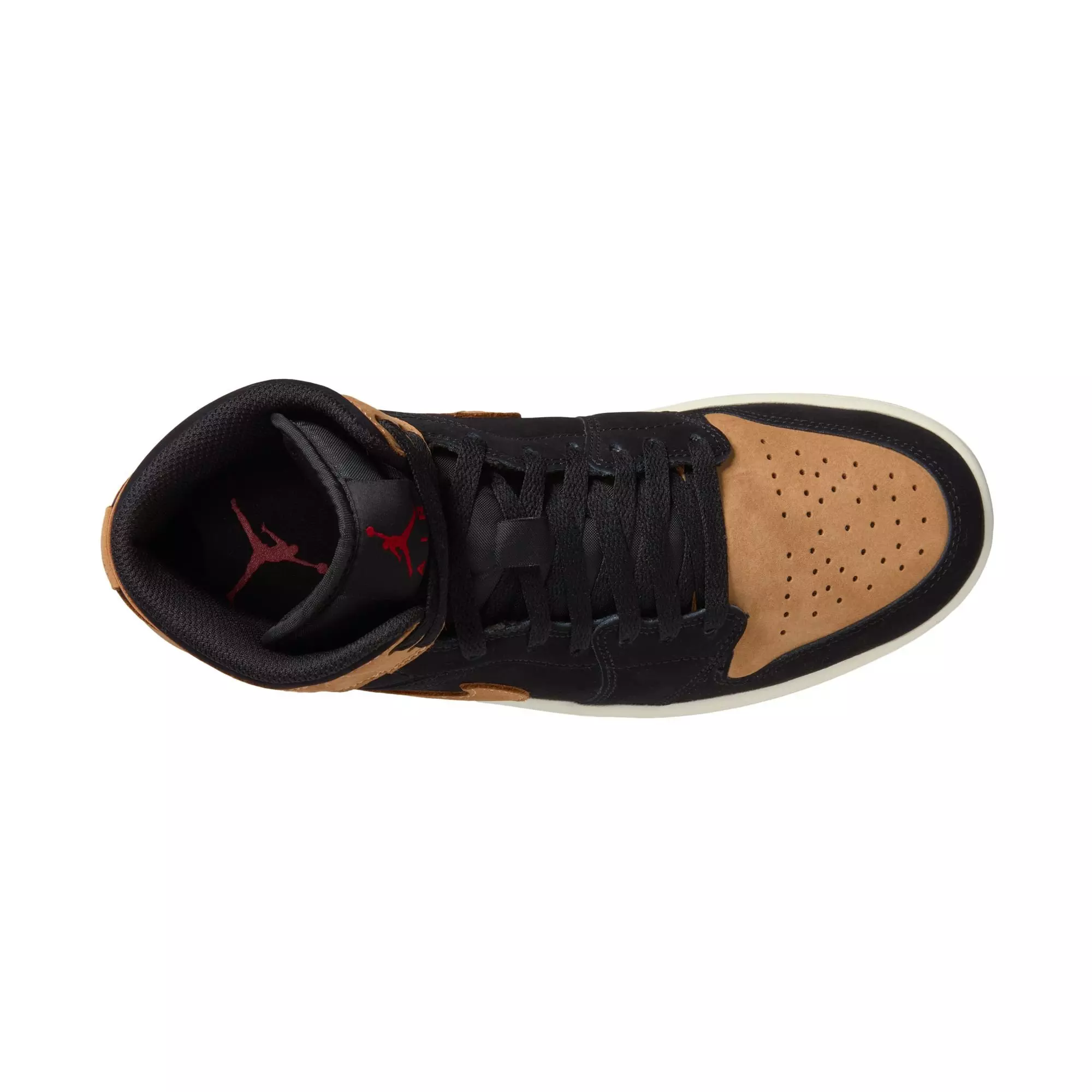 Jordan 1 Mid SE "Black/Flax/Varsity Red/Sail" Men's Shoe - BLACK/TAN