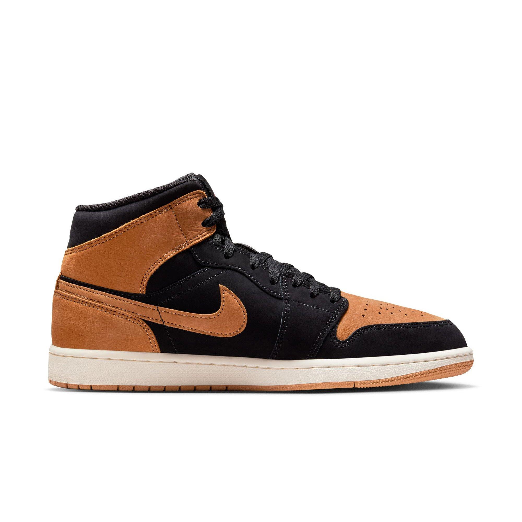 Jordan 1 Mid SE "Black/Flax/Varsity Red/Sail" Men's Shoe - BLACK/TAN Thumbnail View 2