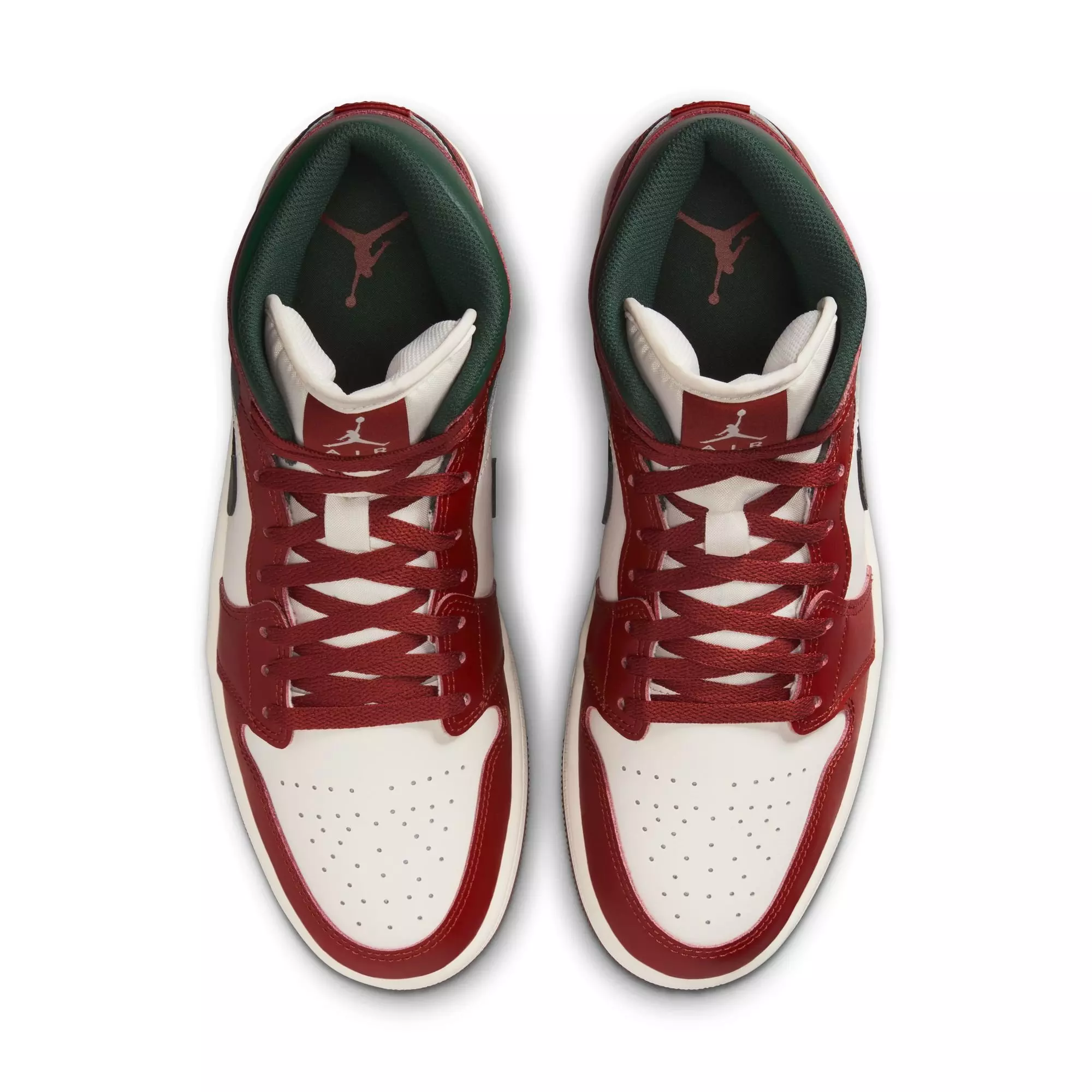 Jordan 1 Mid "Sail/Midnight Green/Pure Platinum" Men's Shoe - GREEN/RED