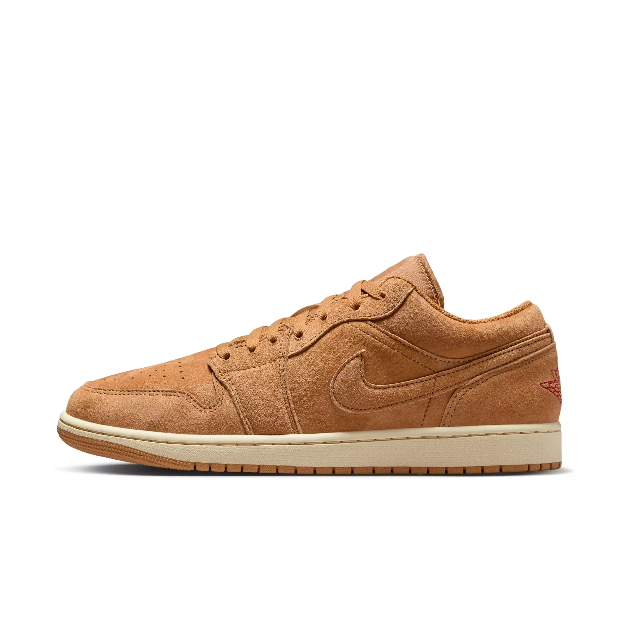 Jordan 1 Low SE "Flax/Varsity Red/White" Men's Shoe - KHAKI/RED