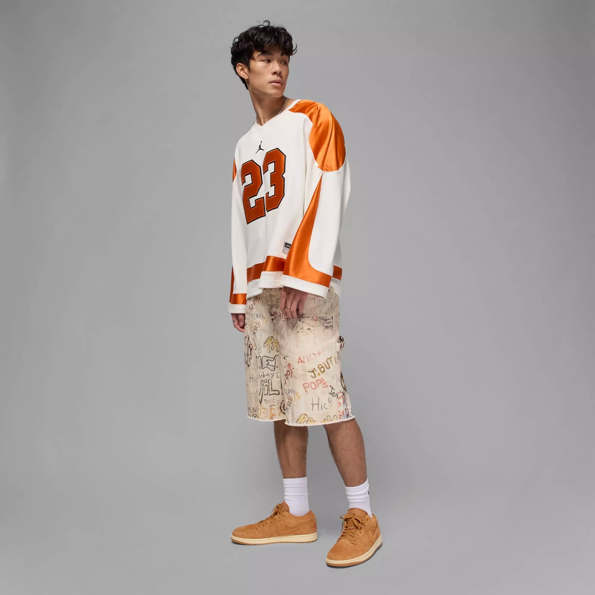 Jordan 1 Low SE "Flax/Varsity Red/White" Men's Shoe - KHAKI/RED