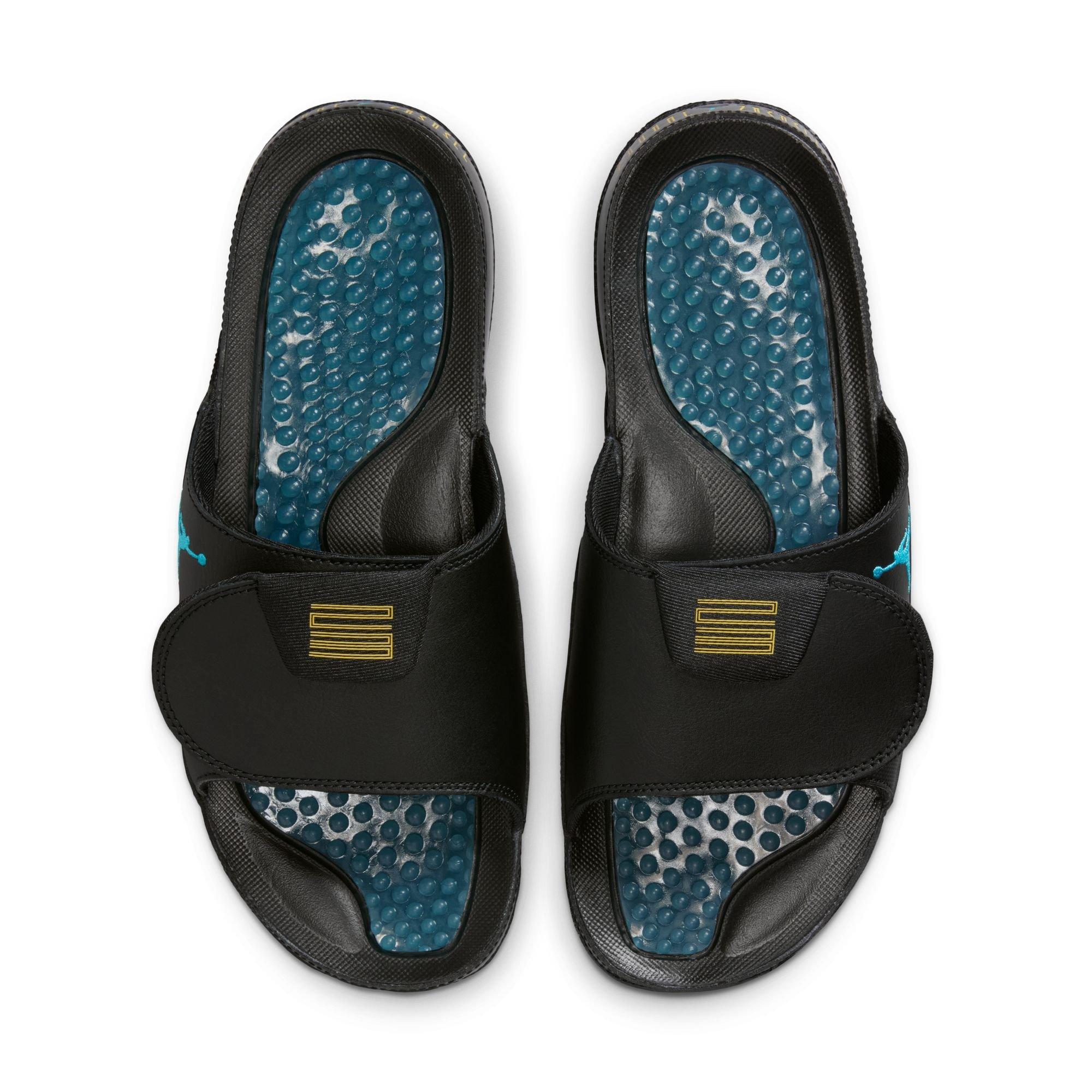 Jordan Hydro XI "Black/Gamma Blue/Varsity Maize" Unisex Slide - BLACK/BLUE Thumbnail View 6