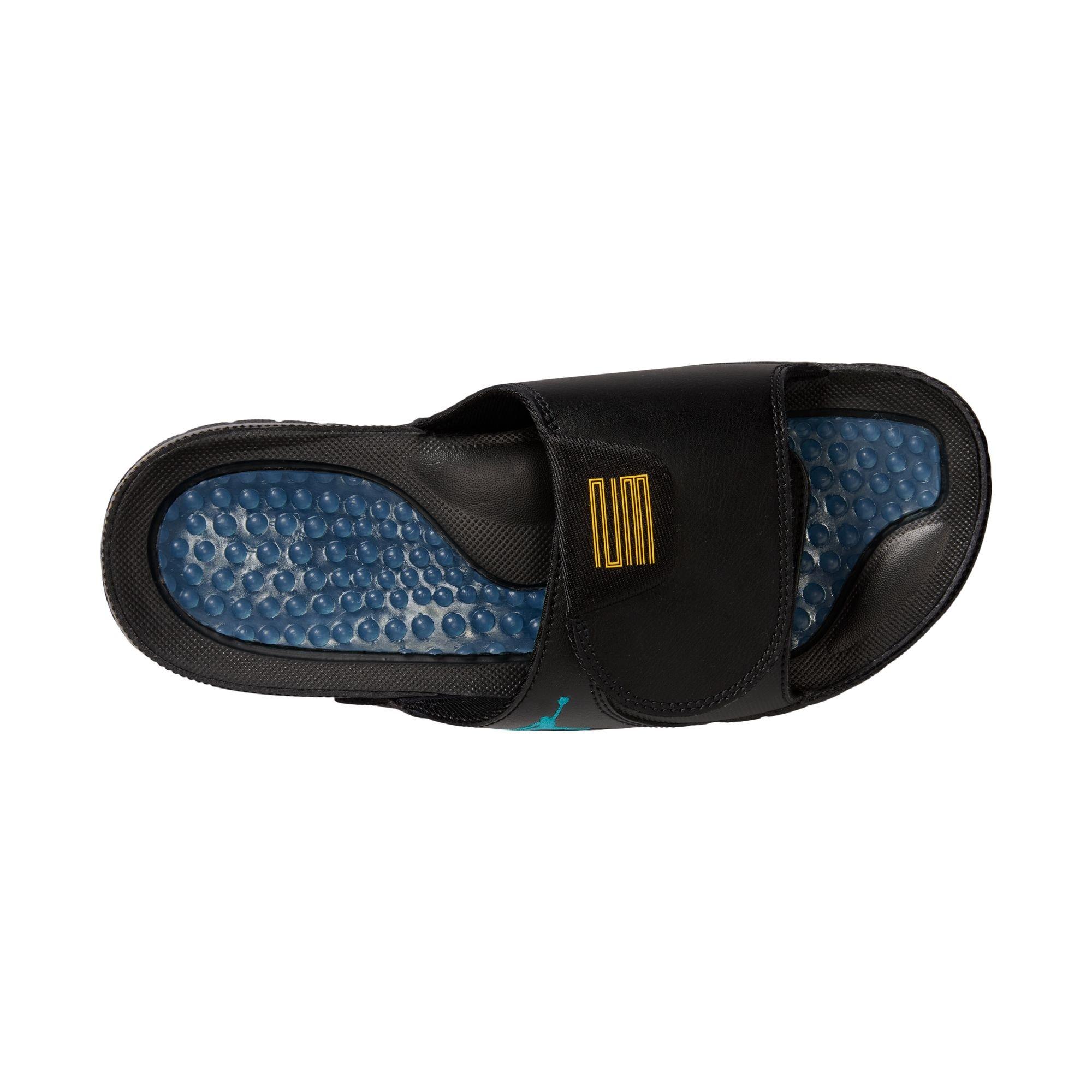 Jordan Hydro XI "Black/Gamma Blue/Varsity Maize" Unisex Slide - BLACK/BLUE Thumbnail View 7