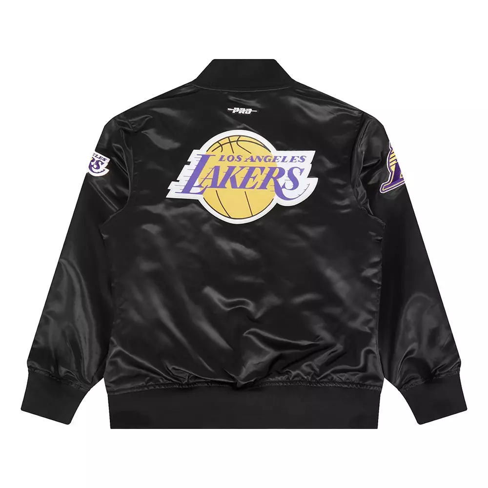 Pro Standard Big Boy's Los Angeles Lakers Classic Satin Jacket-Black/Yellow - BLACK/YELLOW