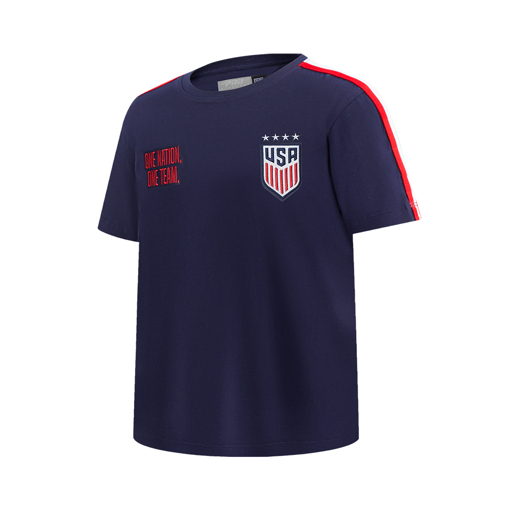 Pro Standard Big Kids' US Soccer Team Classic Chenille Short Sleeve Tee-Navy/Red
