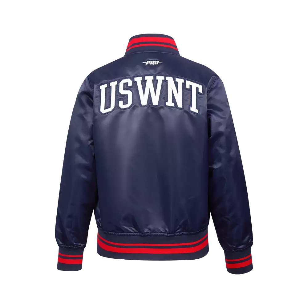 Pro Standard Big Kids' US Soccer Team Classic Chenille Ribbed Satin Jacket-Navy/Red - NAVY/RED