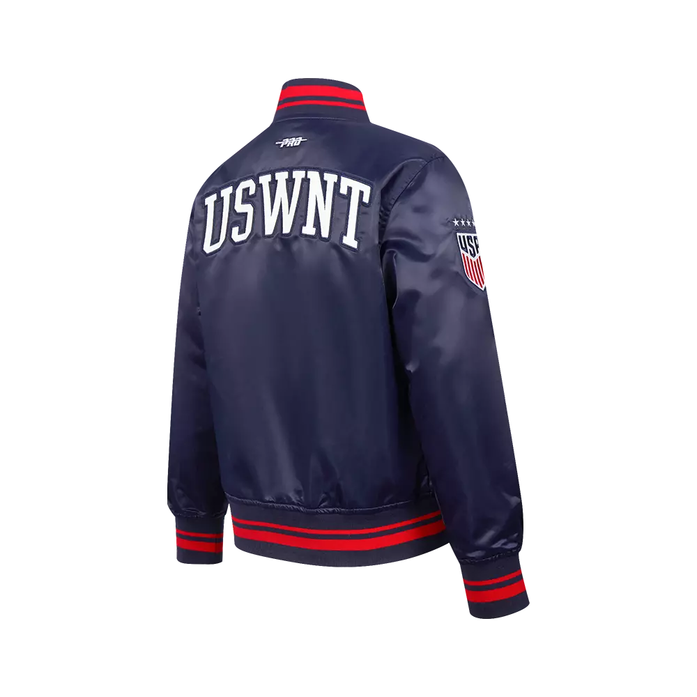 Pro Standard Big Kids' US Soccer Team Classic Chenille Ribbed Satin Jacket-Navy/Red - NAVY/RED