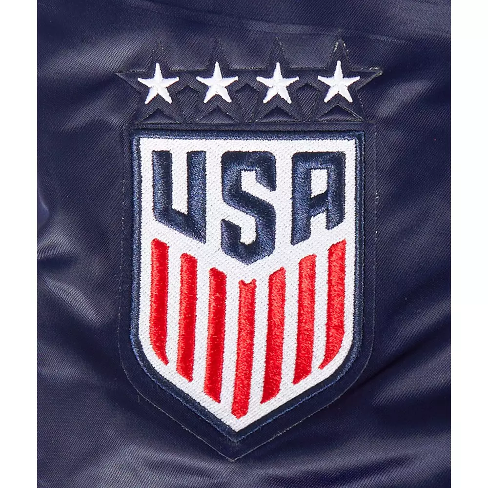 Pro Standard Big Kids' US Soccer Team Classic Chenille Ribbed Satin Jacket-Navy/Red - NAVY/RED