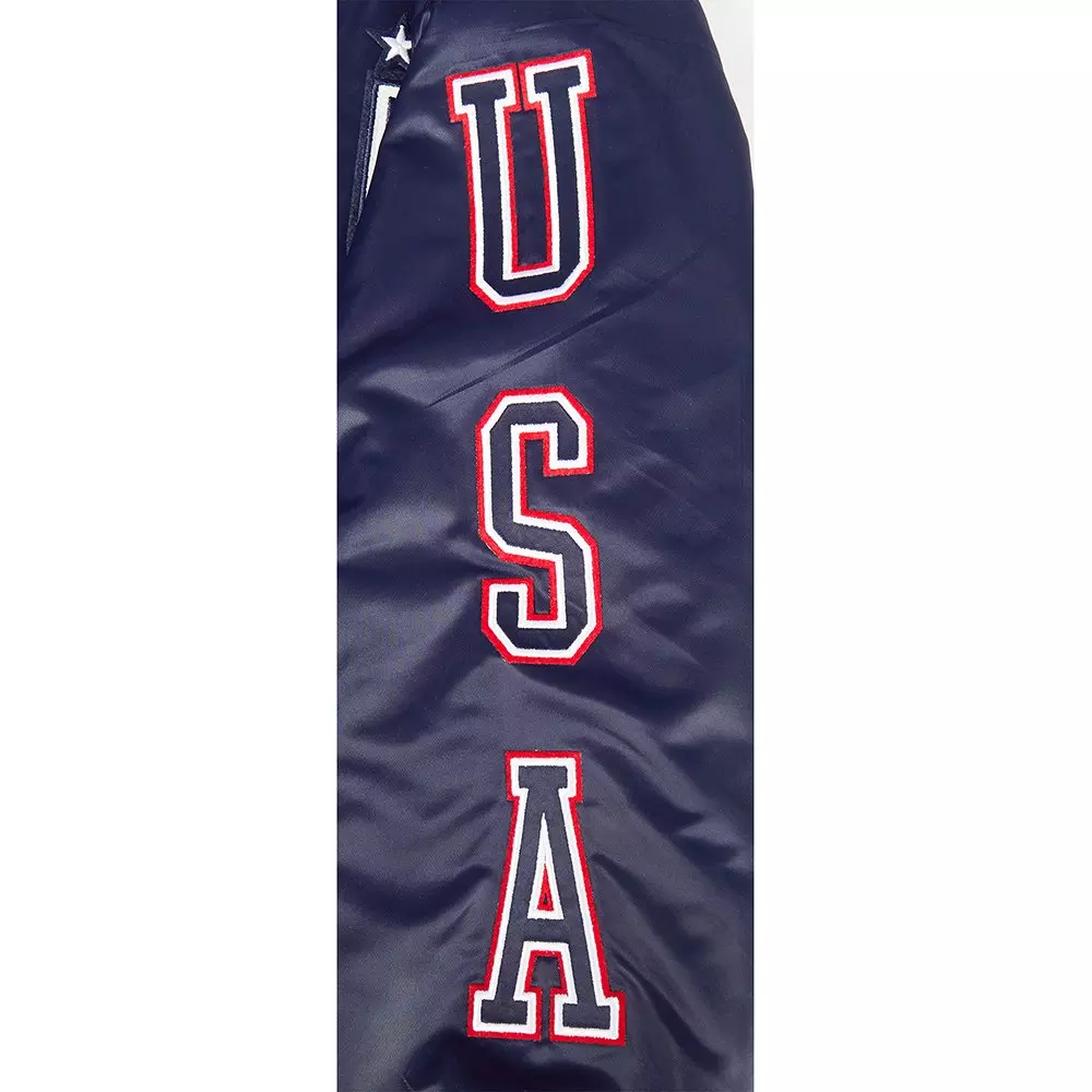 Pro Standard Big Kids' US Soccer Team Classic Chenille Ribbed Satin Jacket-Navy/Red - NAVY/RED