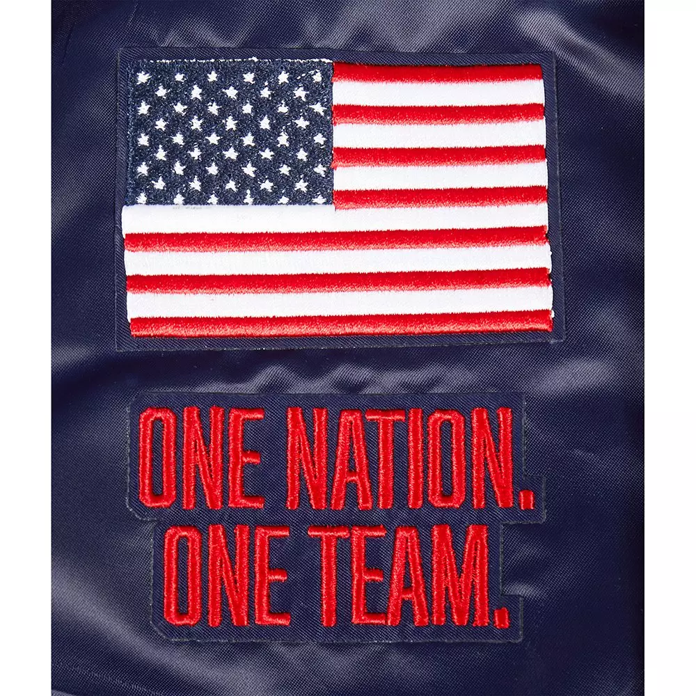 Pro Standard Big Kids' US Soccer Team Classic Chenille Ribbed Satin Jacket-Navy/Red - NAVY/RED