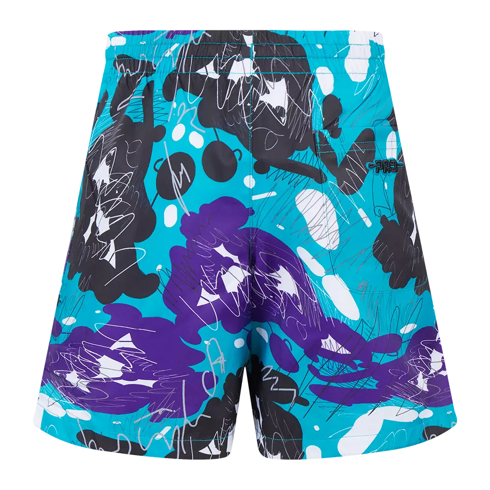 Pro Standard Youth Charlotte Hornets Grape Aqua All Over Print Woven Short-Grape/Aqua - PURPLE/AQUA