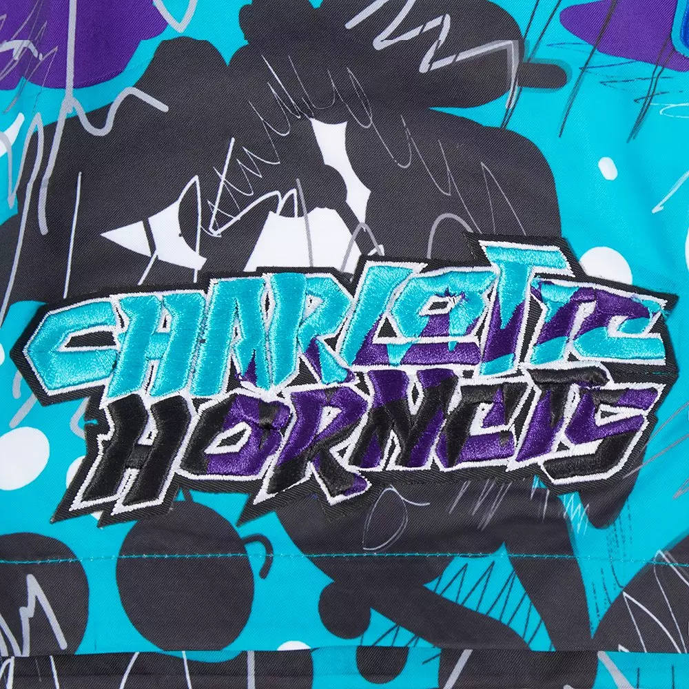 Pro Standard Youth Charlotte Hornets Grape Aqua All Over Print Woven Short-Grape/Aqua - PURPLE/AQUA