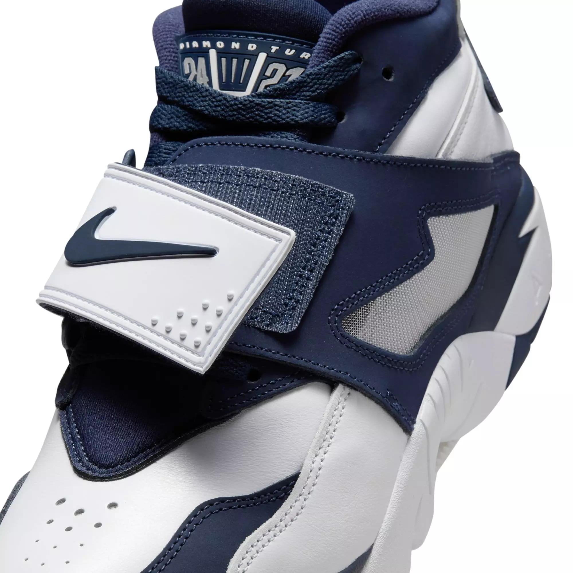 Nike Air Diamond Turf “White and Metallic Silver” Men's Shoe - WHITE/COLLEGE NAVY/METALLIC SILVER