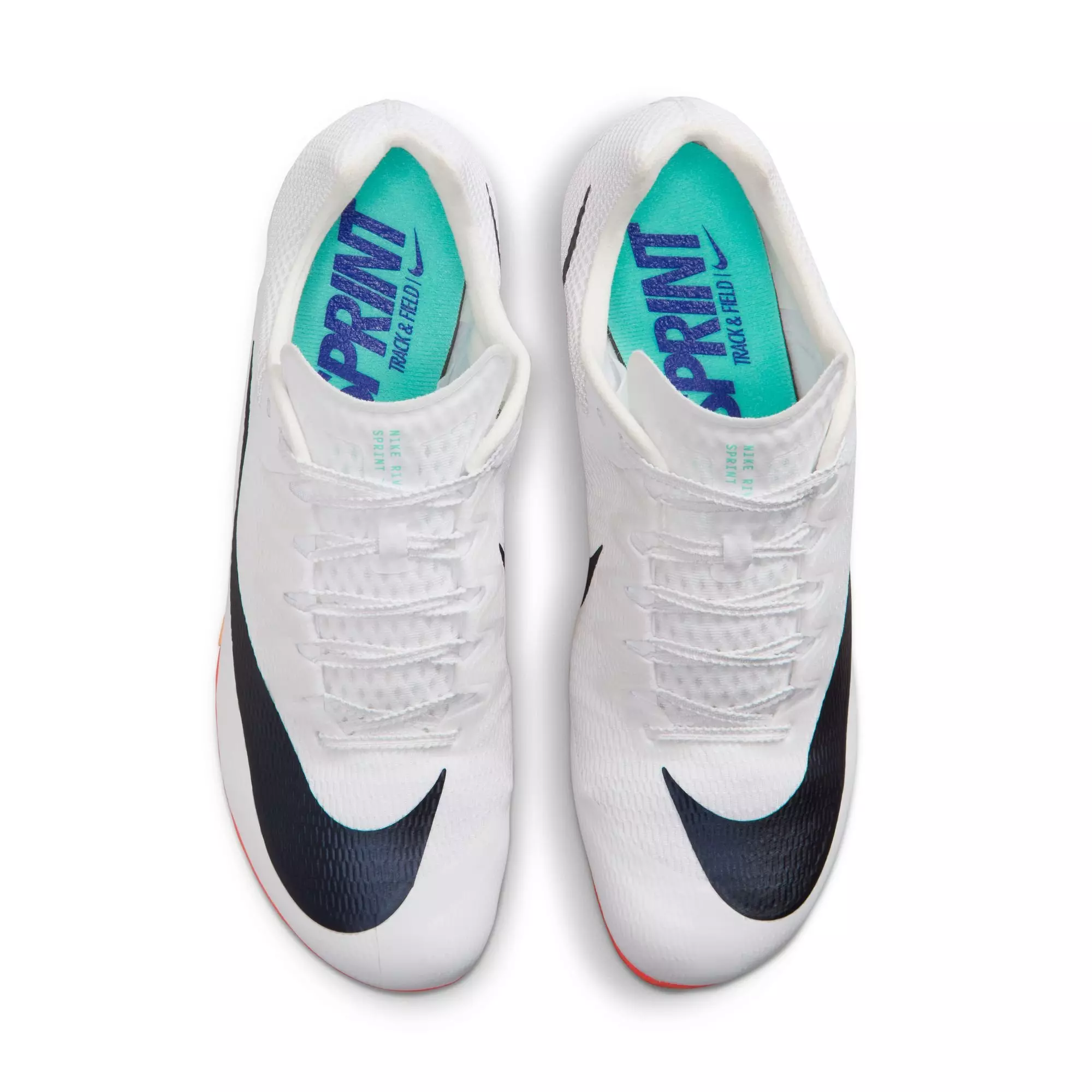 Nike Zoom Rival Sprint "White/Obsidian/Bright Crimson/Hyper Turq" Unisex Track Spike - WHITE/BLACK/RED