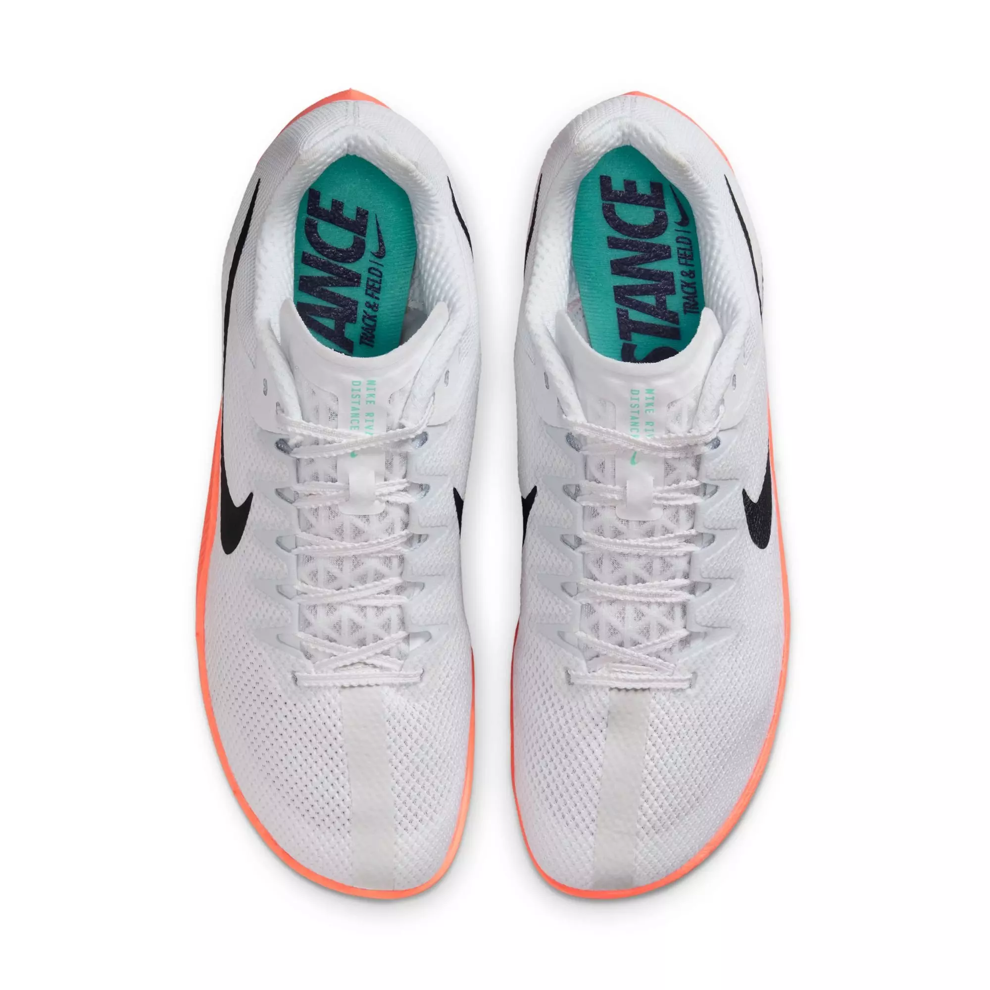 Nike Zoom Rival Distance "White/Obsidian/Bright Crimson/Hyper Turq" Unisex Track Spike - WHITE/BLACK/RED