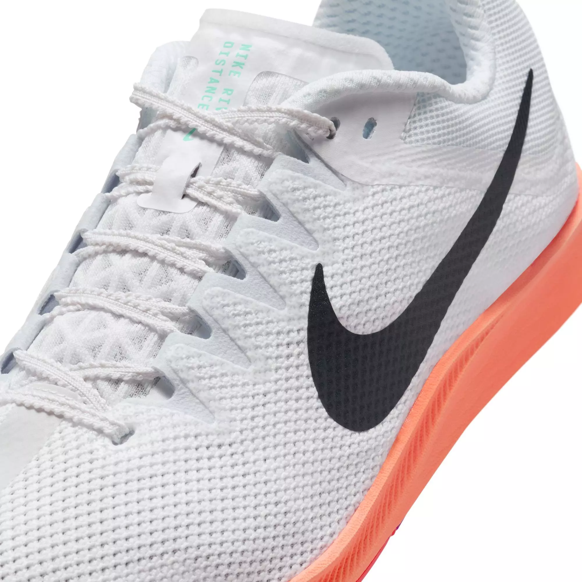 Nike Zoom Rival Distance "White/Obsidian/Bright Crimson/Hyper Turq" Unisex Track Spike - WHITE/BLACK/RED
