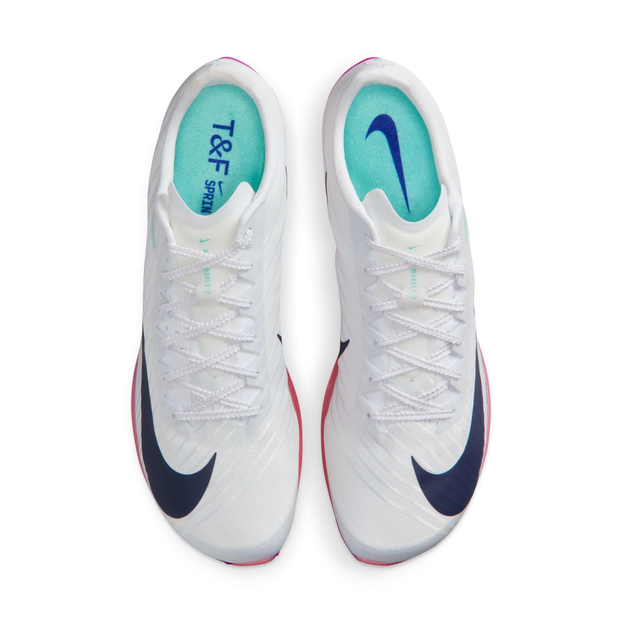 Nike Maxfly 2 Sprint "White/Obsidian/Bright Crimson/Hyper Turq" Unisex Track Spike - WHITE/NAVY/RED Thumbnail View 9