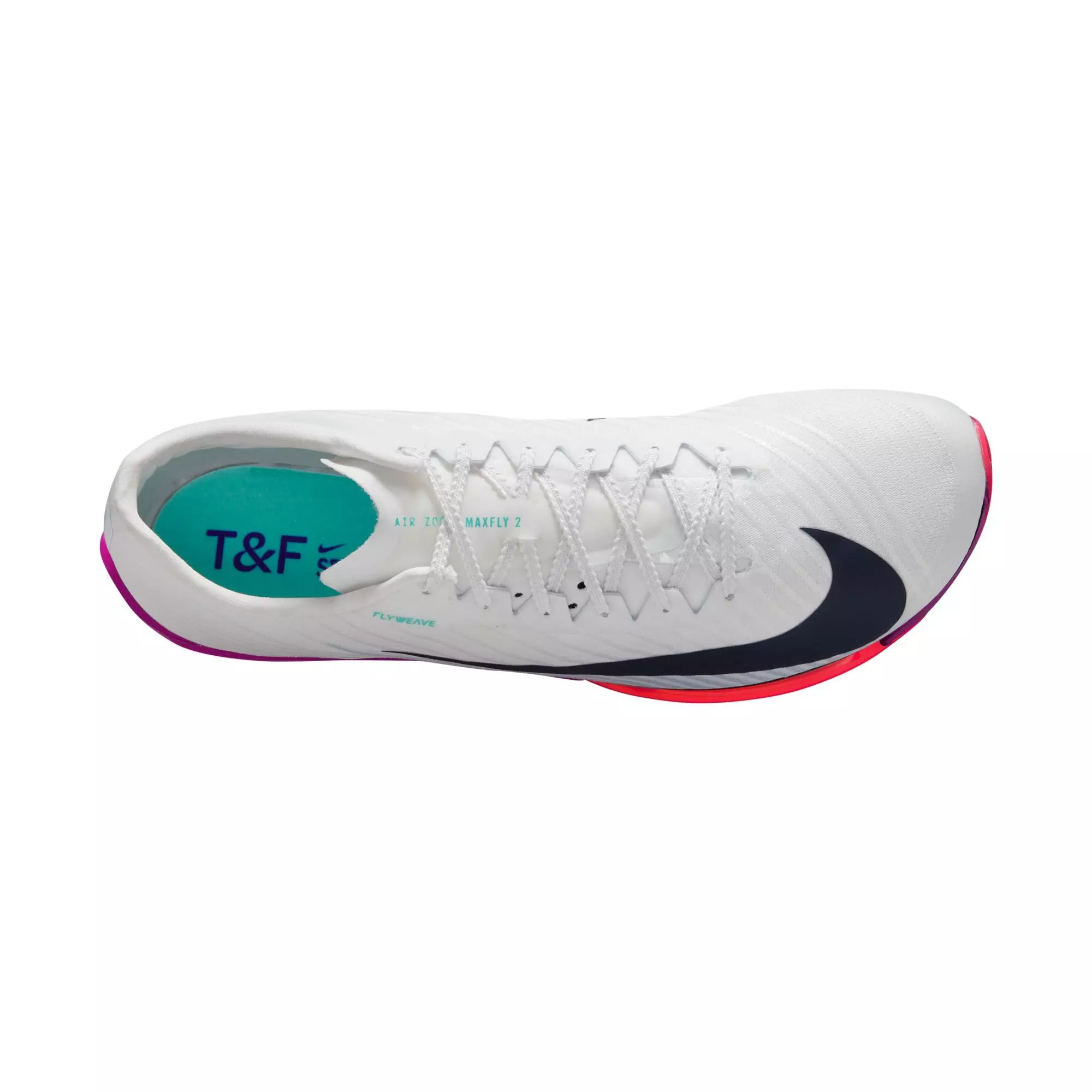 Nike Maxfly 2 Sprint "White/Obsidian/Bright Crimson/Hyper Turq" Unisex Track Spike - WHITE/NAVY/RED